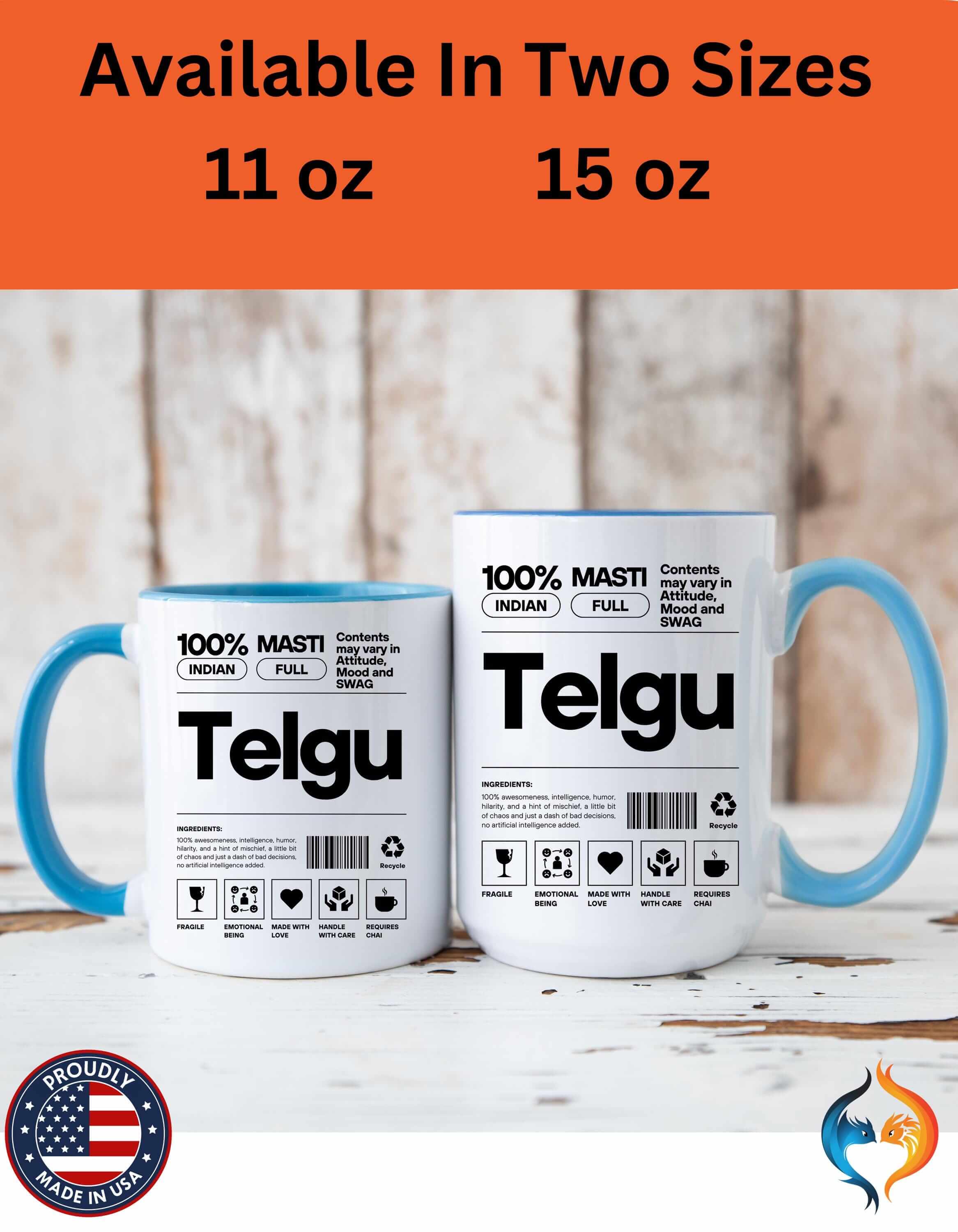 Funny Coffee Mug, Personalized Mug, Telgu Desi Roots Indian Accent Chai Cup (11/15oz), Gift Under 20, white elephant, brown humor