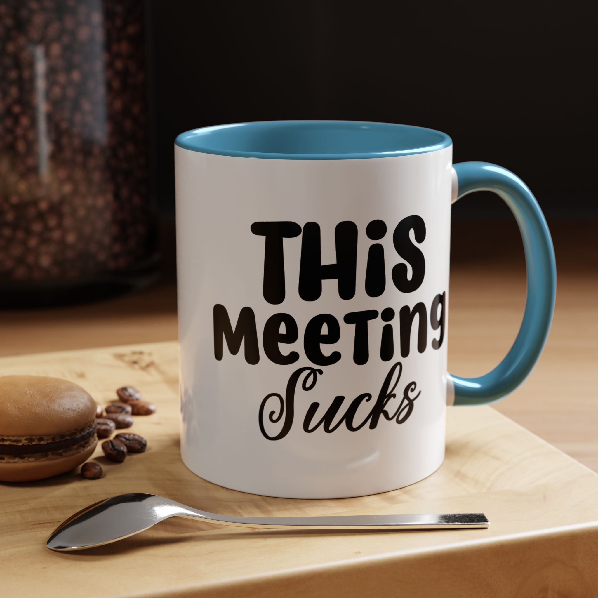 Funny Coffee Mug, Personalized Mug, This Meeting Sucks  Accent Cup (11, 15oz), Gift Under 20, White Elephant