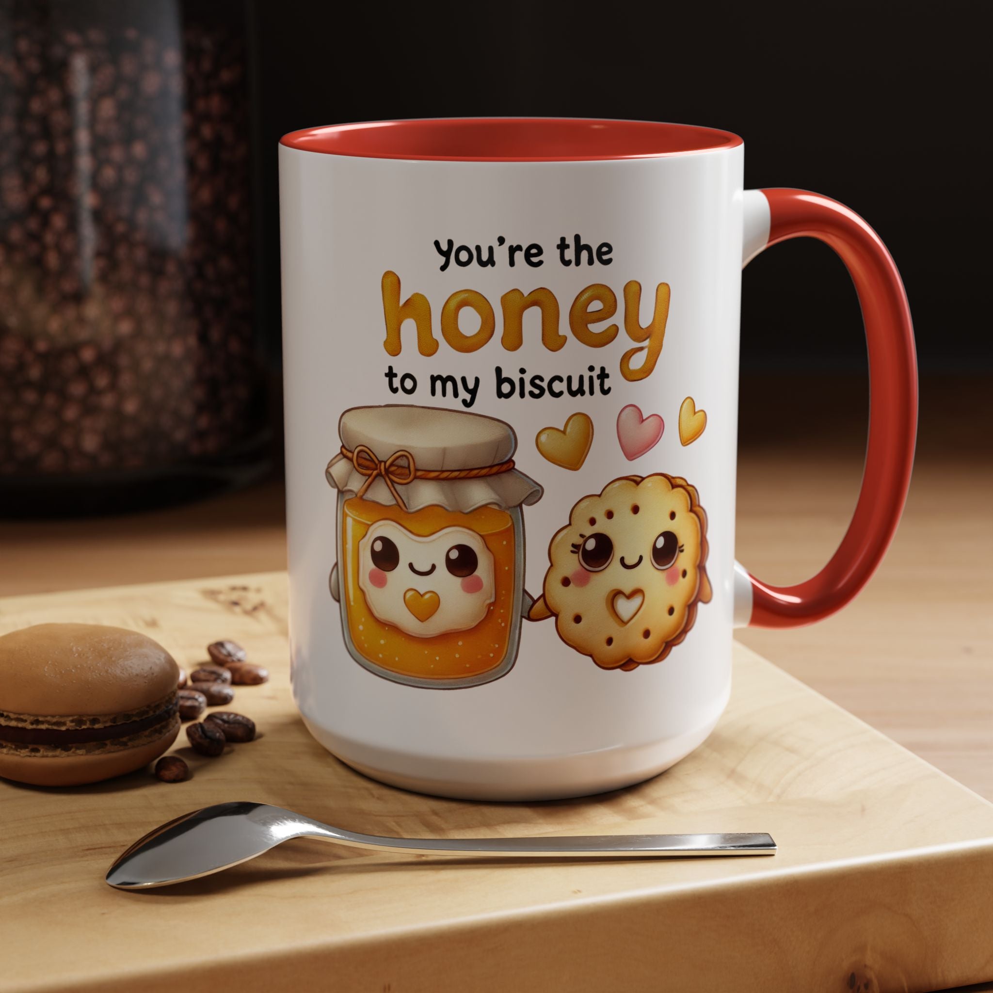 Funny Coffee Mug, Personalized Mug, You Are The Honey To My Biscuit  Accent Cup 11/15oz Anniversary Wedding Valentines Romantic Gift Him her