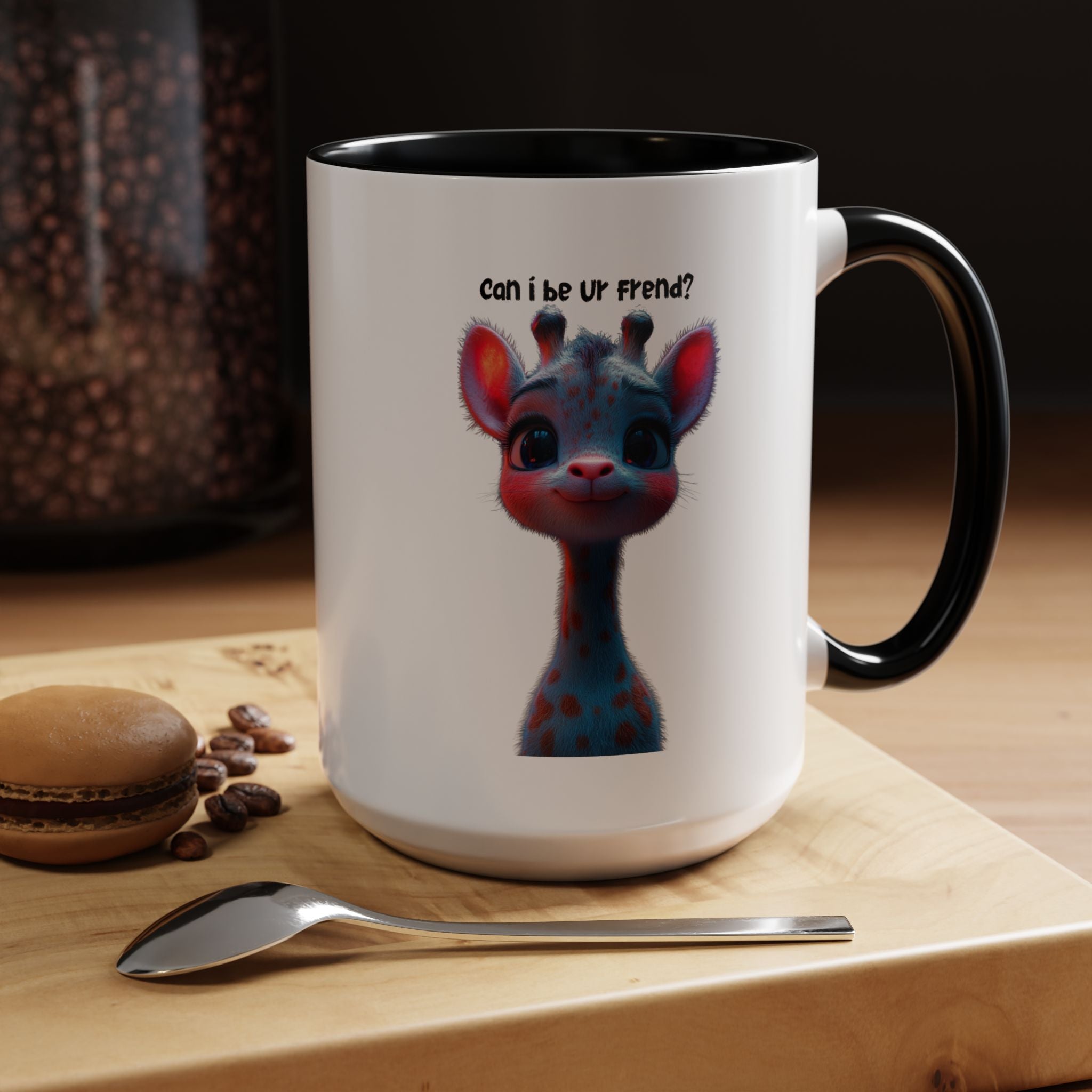 Funny Coffee Mug, Personalized Mug, Can I Be Your Friend, Cute Giraffe  Accent Coffee Cup (11, 15oz), Gift Under 20, White Elephant gift