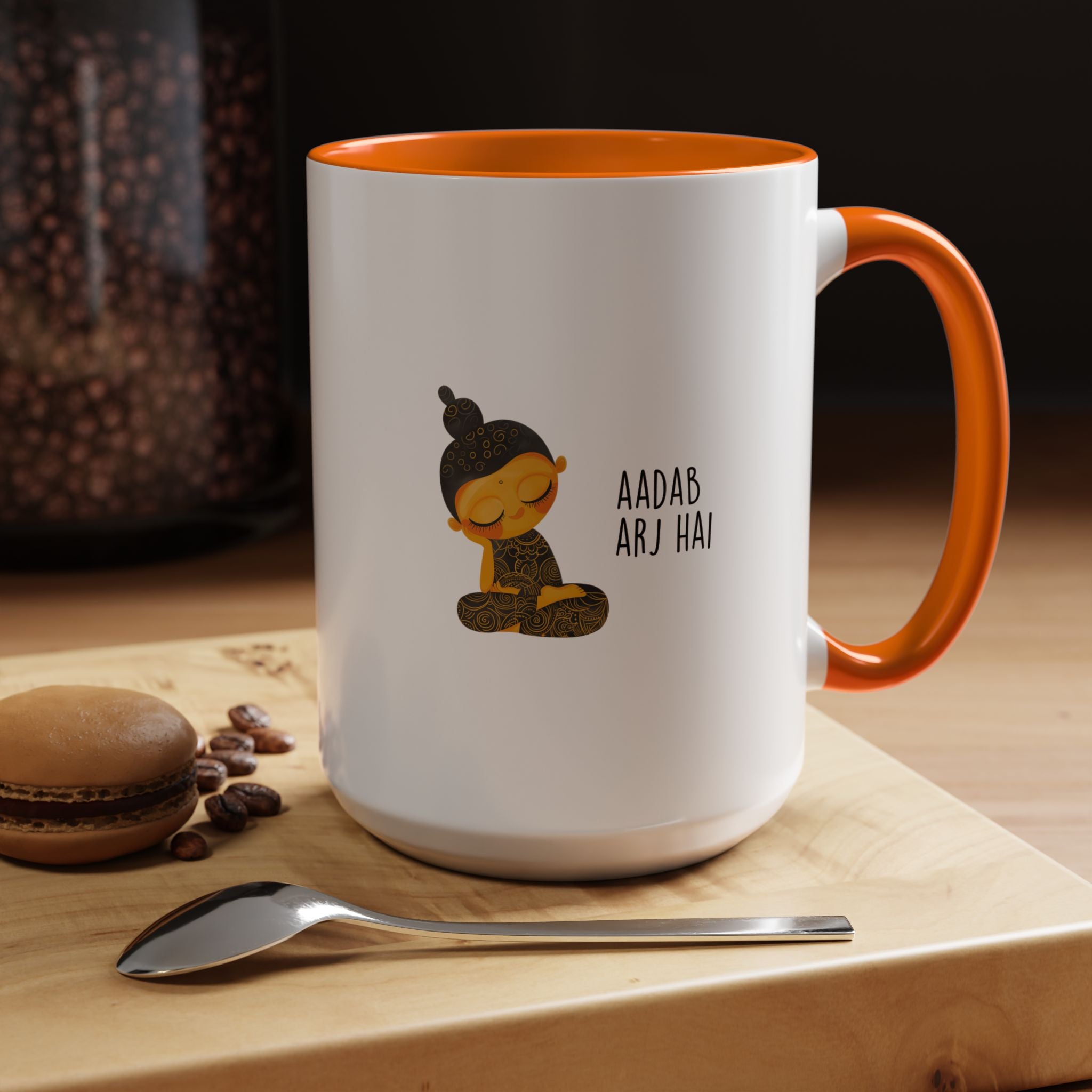 Funny Coffee Mug, Personalized Mug, Desi Roots Mug Aadab Arj Hai Accent Cup (11/15oz), Indian, Pakistani, Urdu Gift Under 20, White Elephant