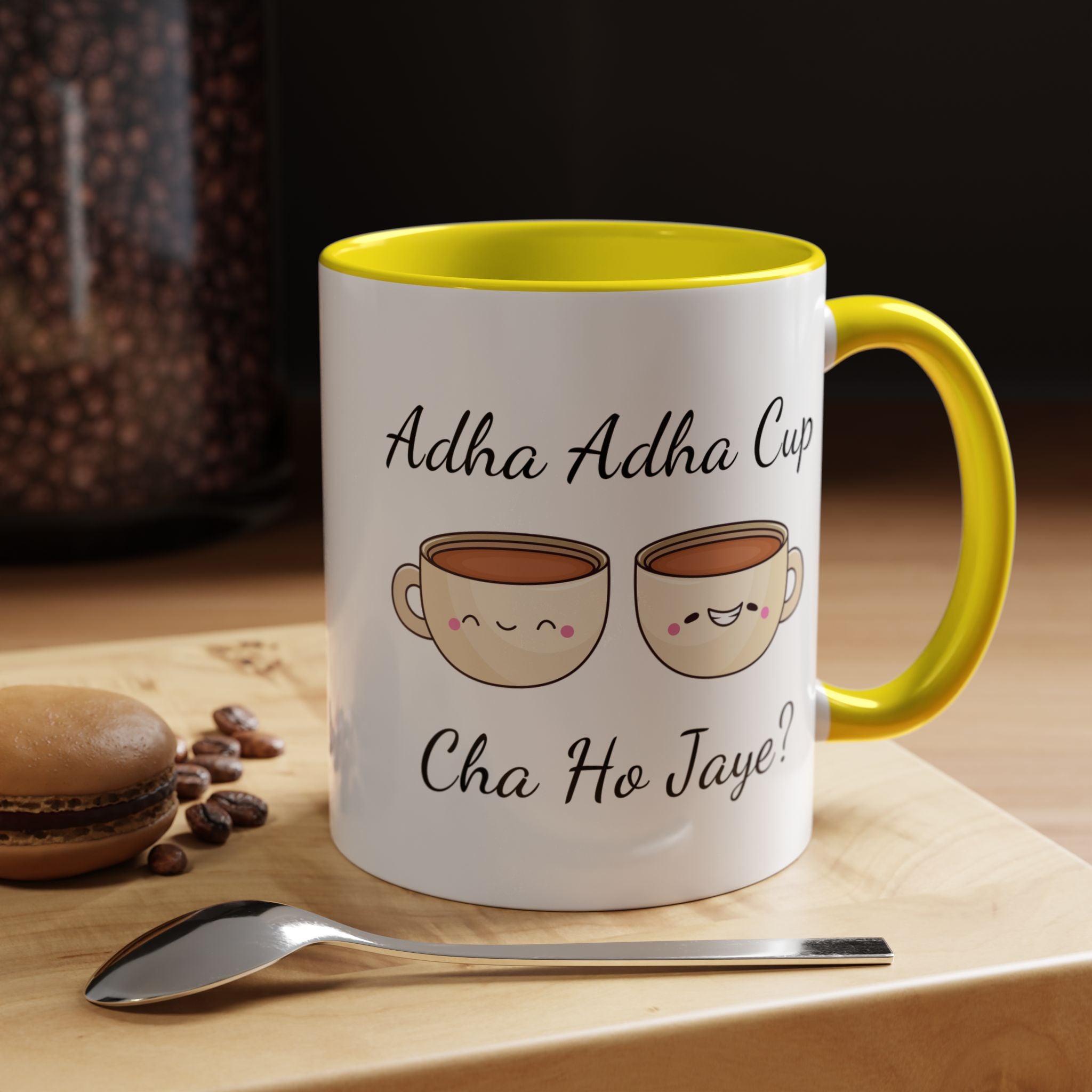 Funny Coffee Mug, Personalized Mug, Adha-Adha Cup Cha Ho Jaye Accent Cup 11/15oz, Indian Pakistani Punjabi Tea Chai Lover Cup