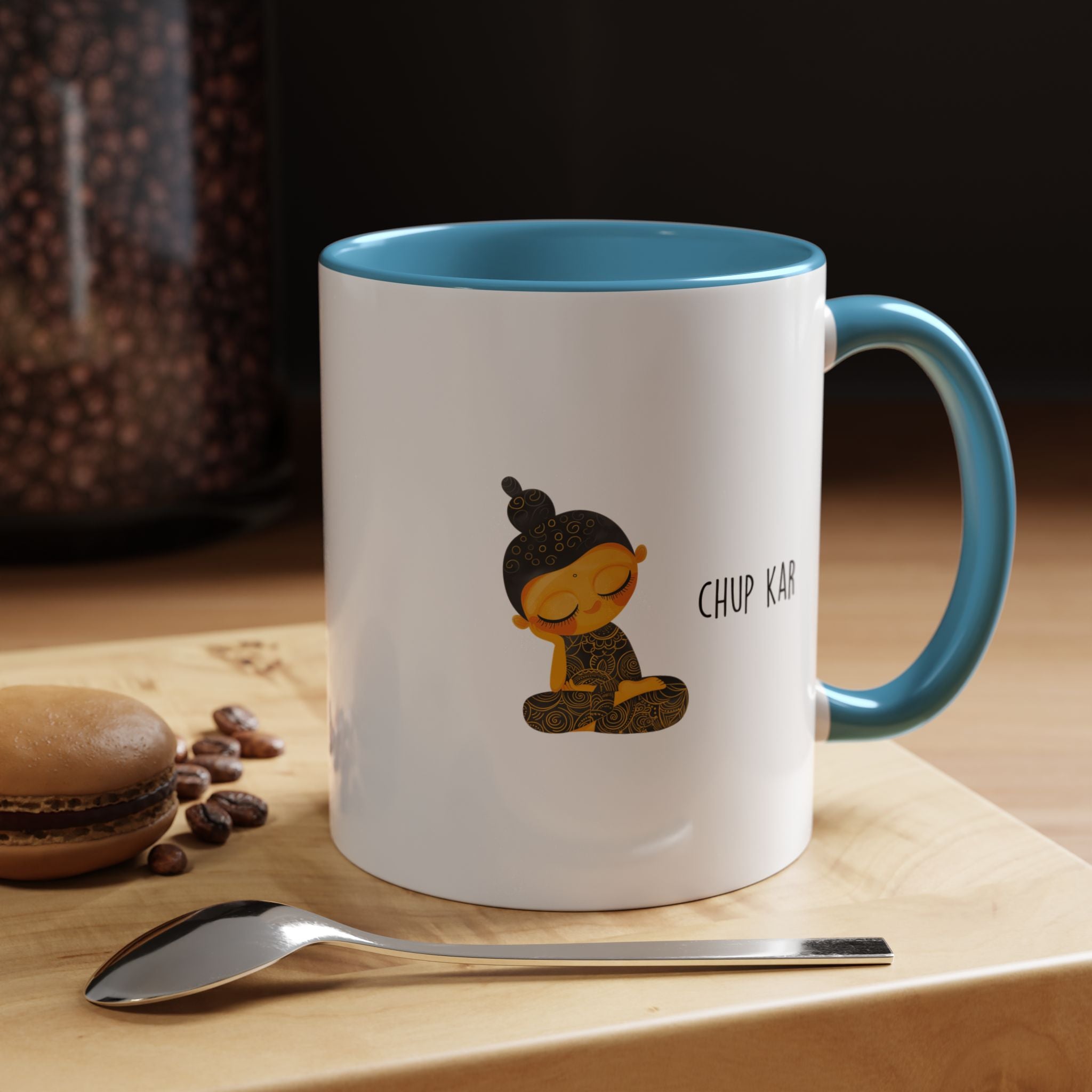 Funny Coffee Mug, Personalized Mug, Desi Roots Mug 'Chup Kar' Indian Pakistani Accent Chai Cup (11/15oz), Gift Under 20, White Elephant