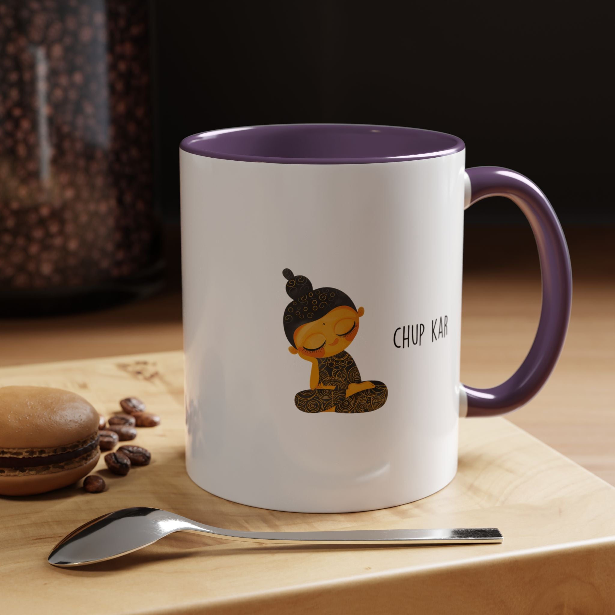 Funny Coffee Mug, Personalized Mug, Desi Roots Mug 'Chup Kar' Indian Pakistani Accent Chai Cup (11/15oz), Gift Under 20, White Elephant