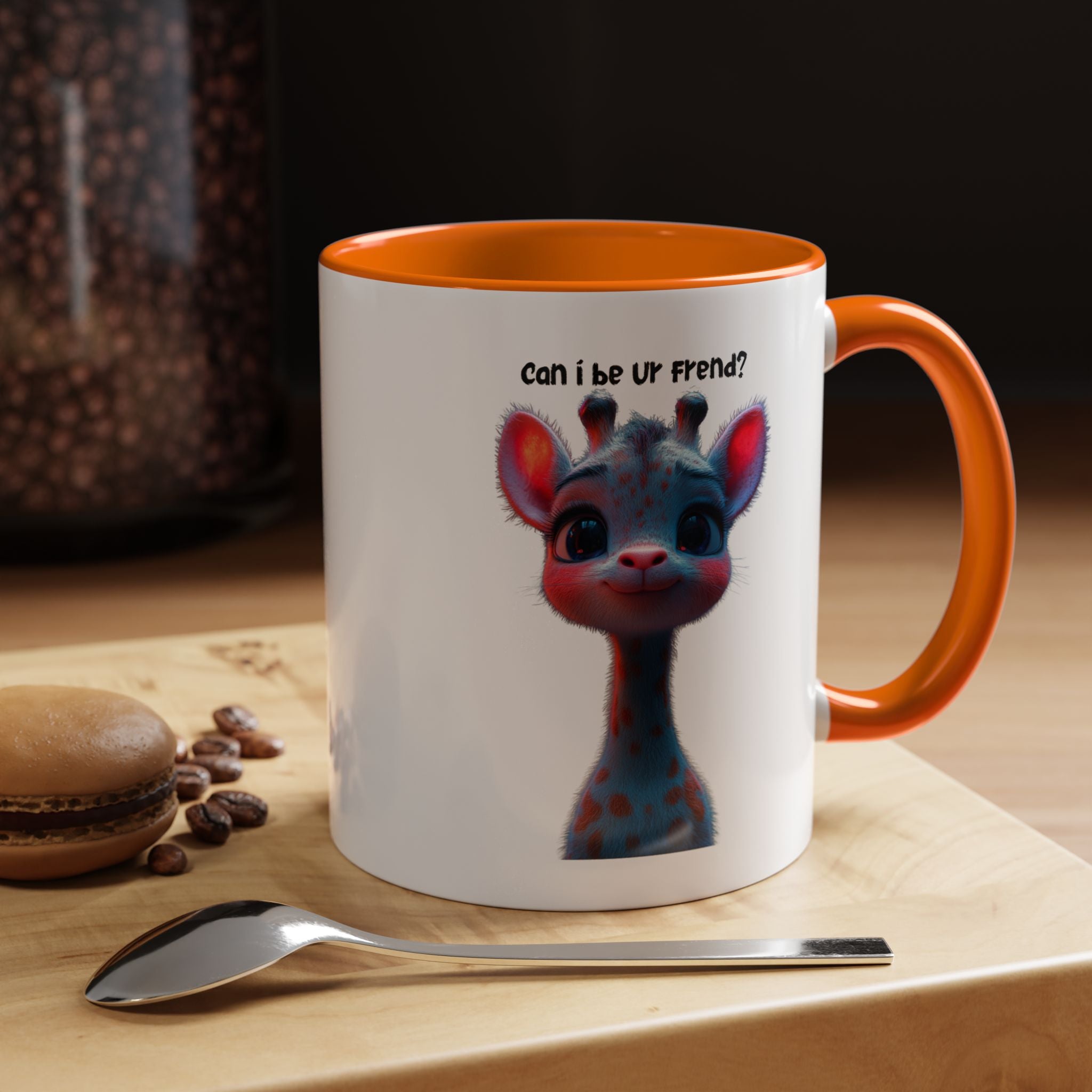 Funny Coffee Mug, Personalized Mug, Can I Be Your Friend, Cute Giraffe  Accent Coffee Cup (11, 15oz), Gift Under 20, White Elephant gift