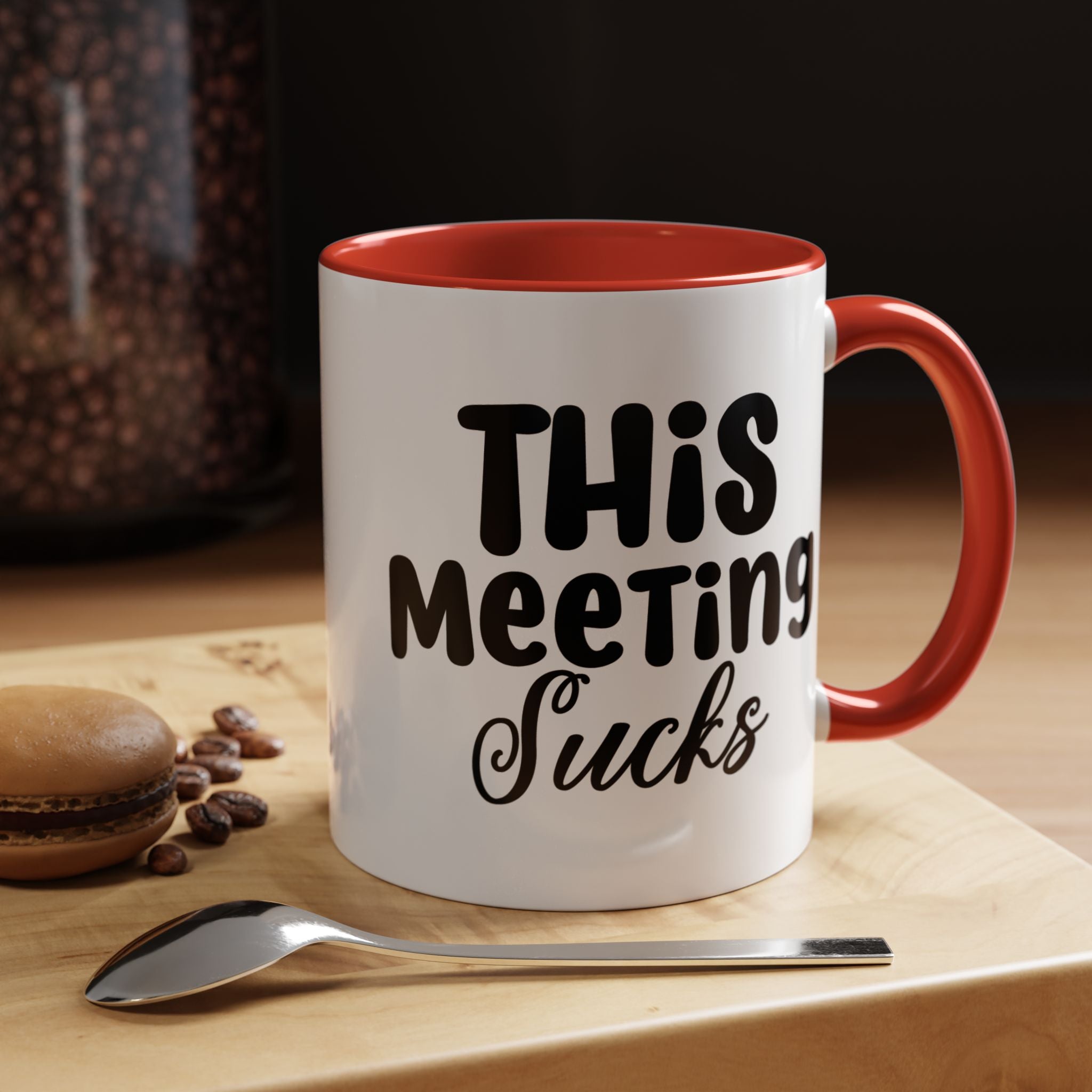 Funny Coffee Mug, Personalized Mug, This Meeting Sucks  Accent Cup (11, 15oz), Gift Under 20, White Elephant