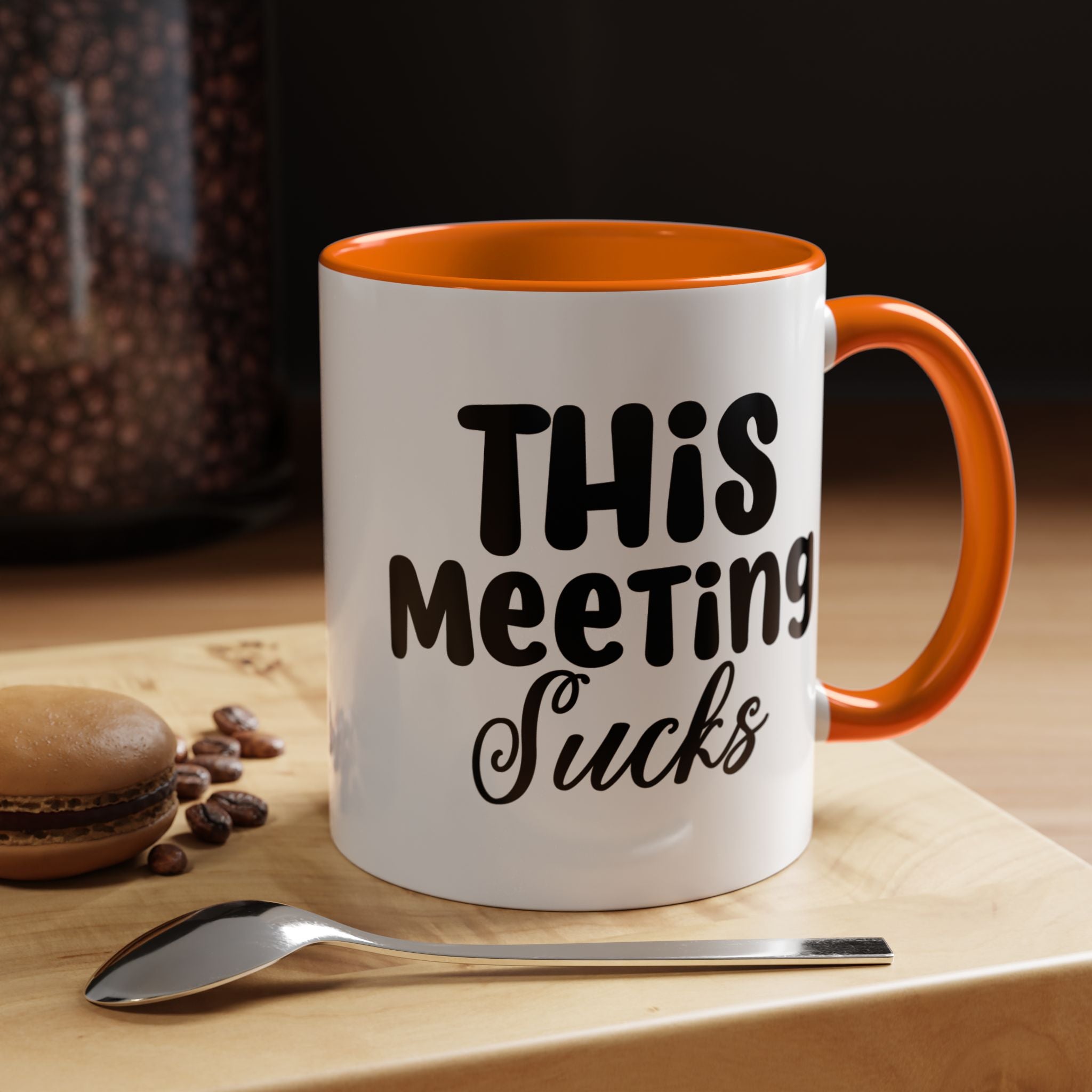 Funny Coffee Mug, Personalized Mug, This Meeting Sucks  Accent Cup (11, 15oz), Gift Under 20, White Elephant