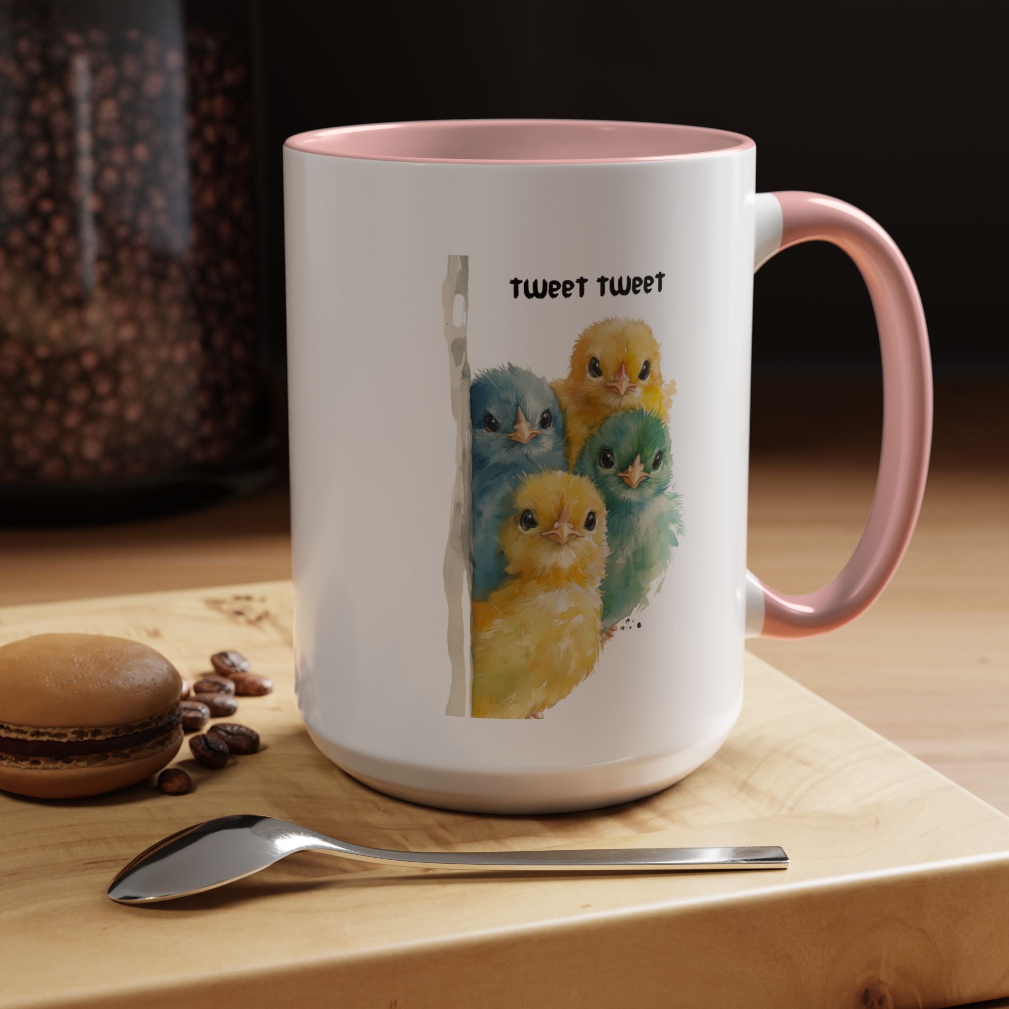 Funny Coffee Mug, Personalized Mug, Tweet Tweet Birds Accent Cup (11, 15oz), Gift Under 20, White Elephant