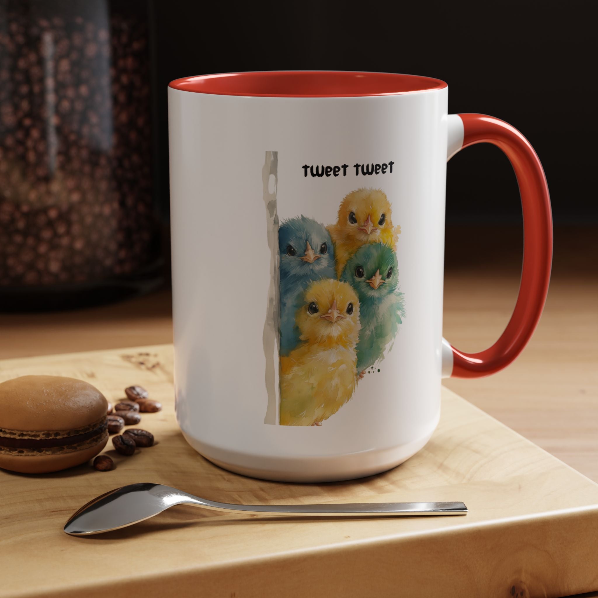 Funny Coffee Mug, Personalized Mug, Tweet Tweet Birds Accent Cup (11, 15oz), Gift Under 20, White Elephant