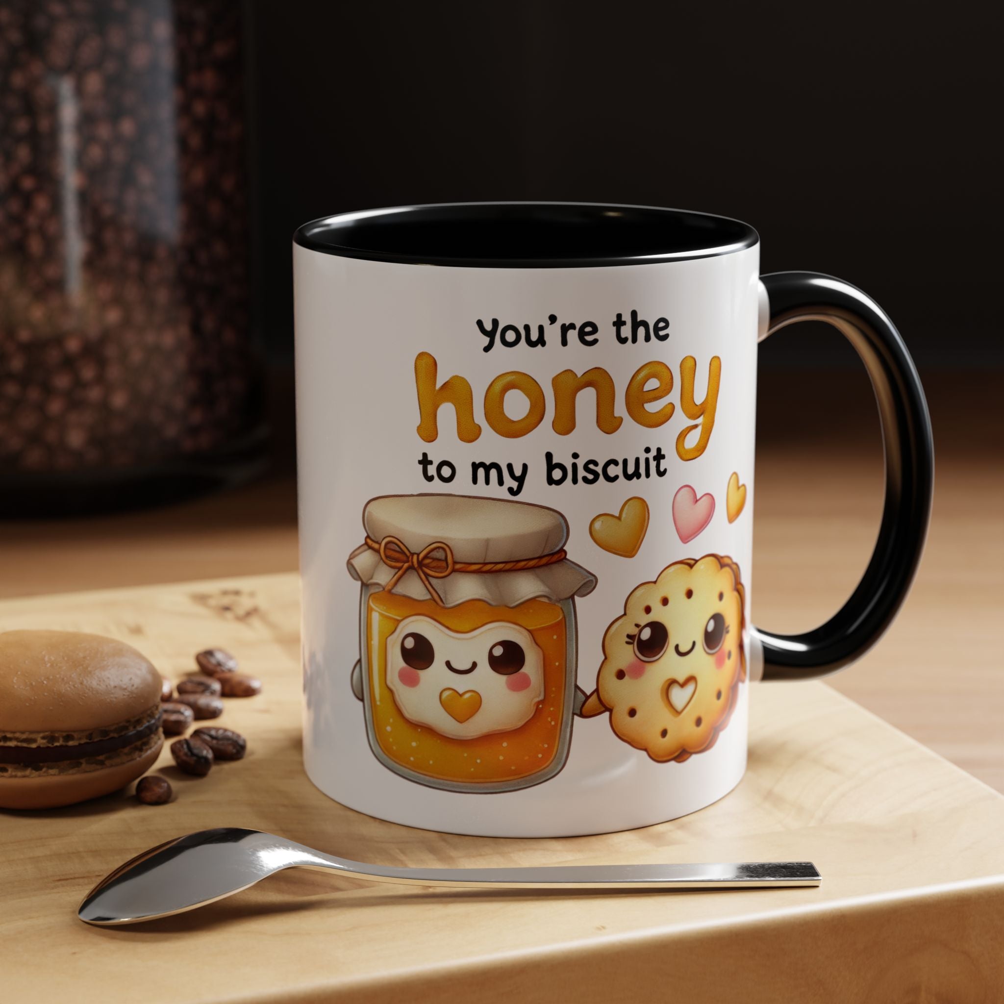 Funny Coffee Mug, Personalized Mug, You Are The Honey To My Biscuit  Accent Cup 11/15oz Anniversary Wedding Valentines Romantic Gift Him her