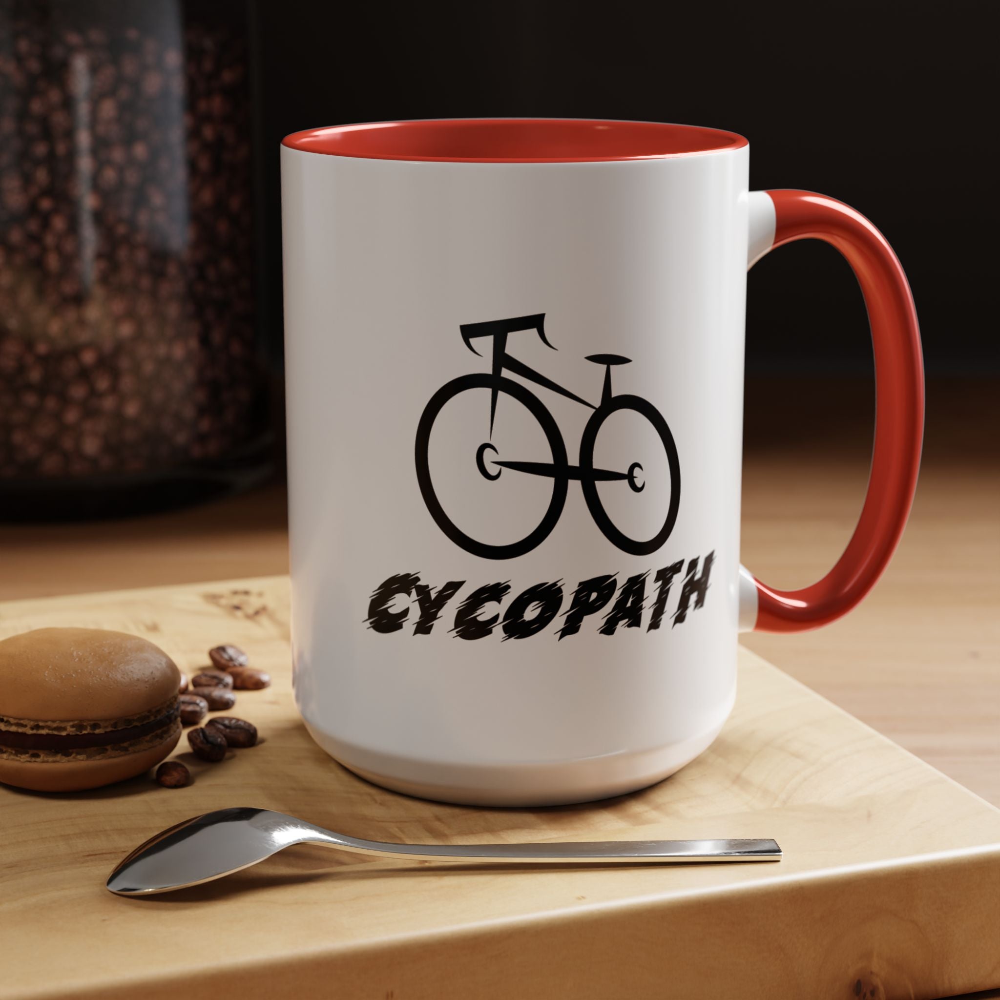 Funny Coffee Mug, Personalized Mug, Cycopath, Biking Lover Accent Cup (11, 15oz), Gift Under 20, White Elephant gift