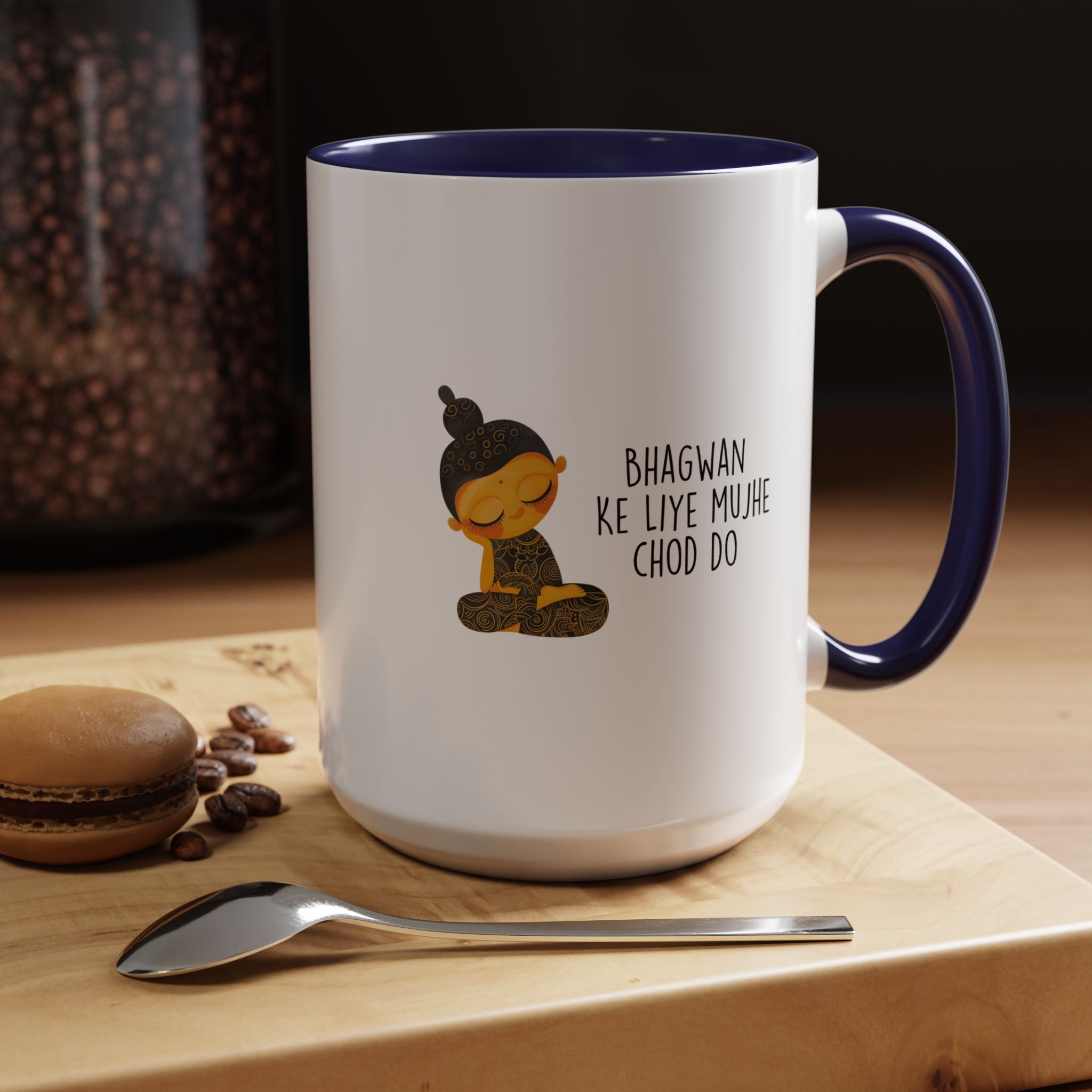 Funny Coffee Mug, Personalized Mug, Desi Roots Mug 'Bhagwan Ke Liye Mujhe Chod Do' Accent Chai Cup (11/15oz), Gift Under 20, White Elephant