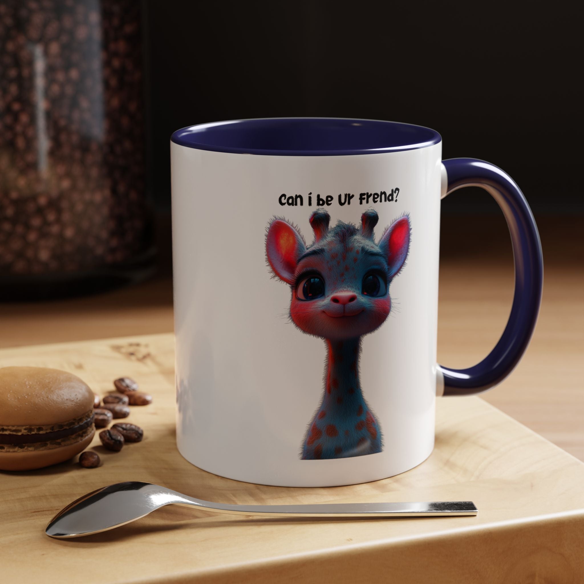 Funny Coffee Mug, Personalized Mug, Can I Be Your Friend, Cute Giraffe  Accent Coffee Cup (11, 15oz), Gift Under 20, White Elephant gift