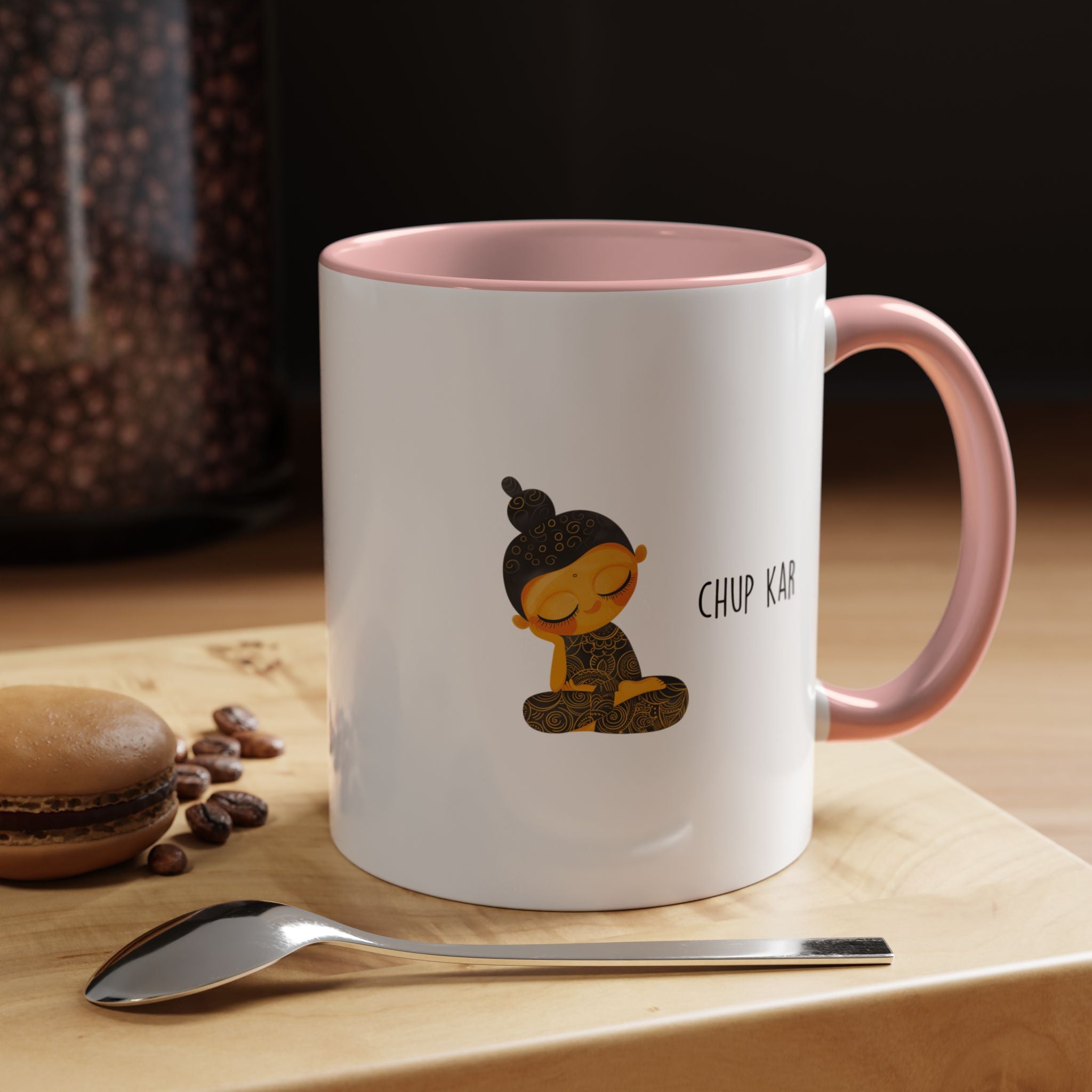 Funny Coffee Mug, Personalized Mug, Desi Roots Mug 'Chup Kar' Indian Pakistani Accent Chai Cup (11/15oz), Gift Under 20, White Elephant