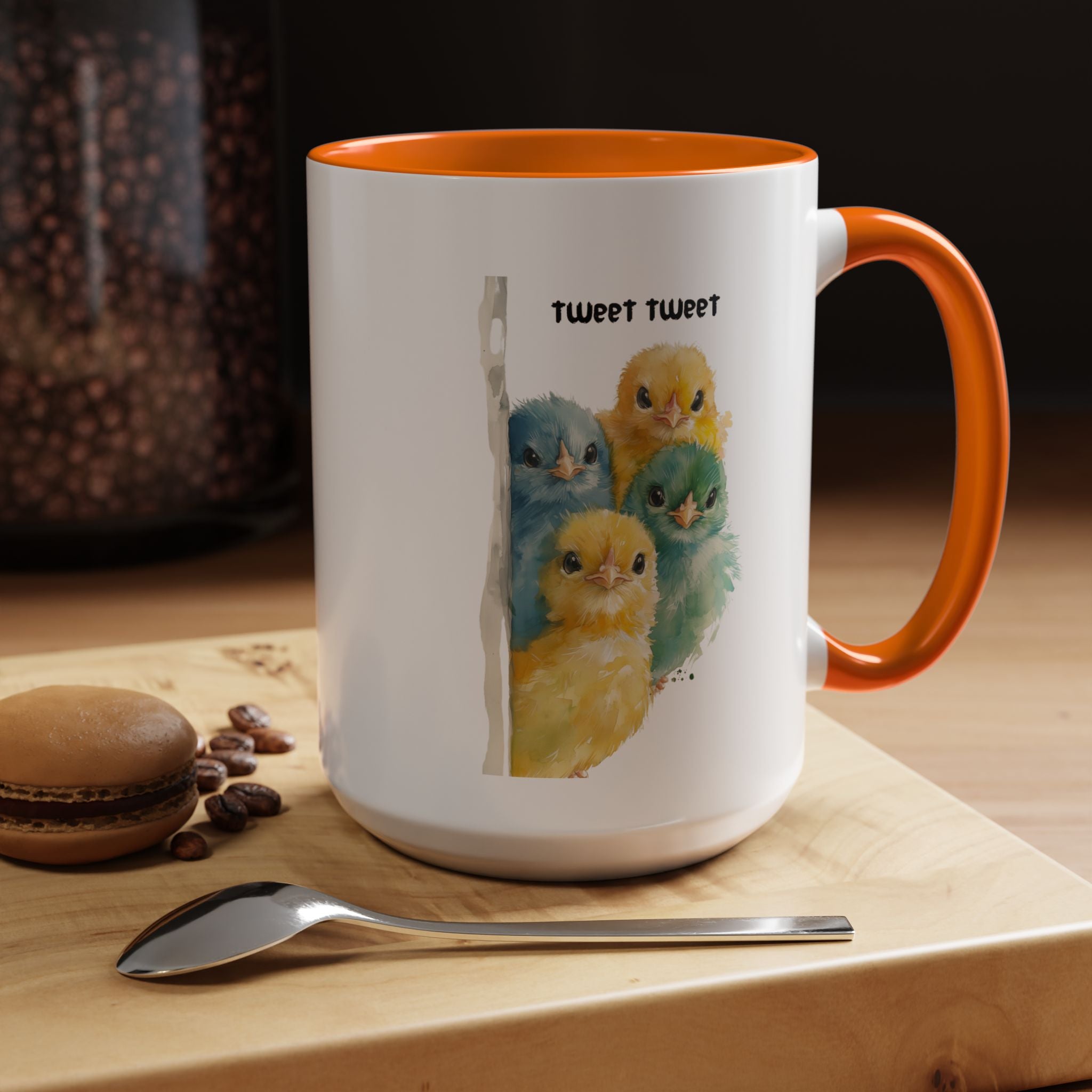 Funny Coffee Mug, Personalized Mug, Tweet Tweet Birds Accent Cup (11, 15oz), Gift Under 20, White Elephant