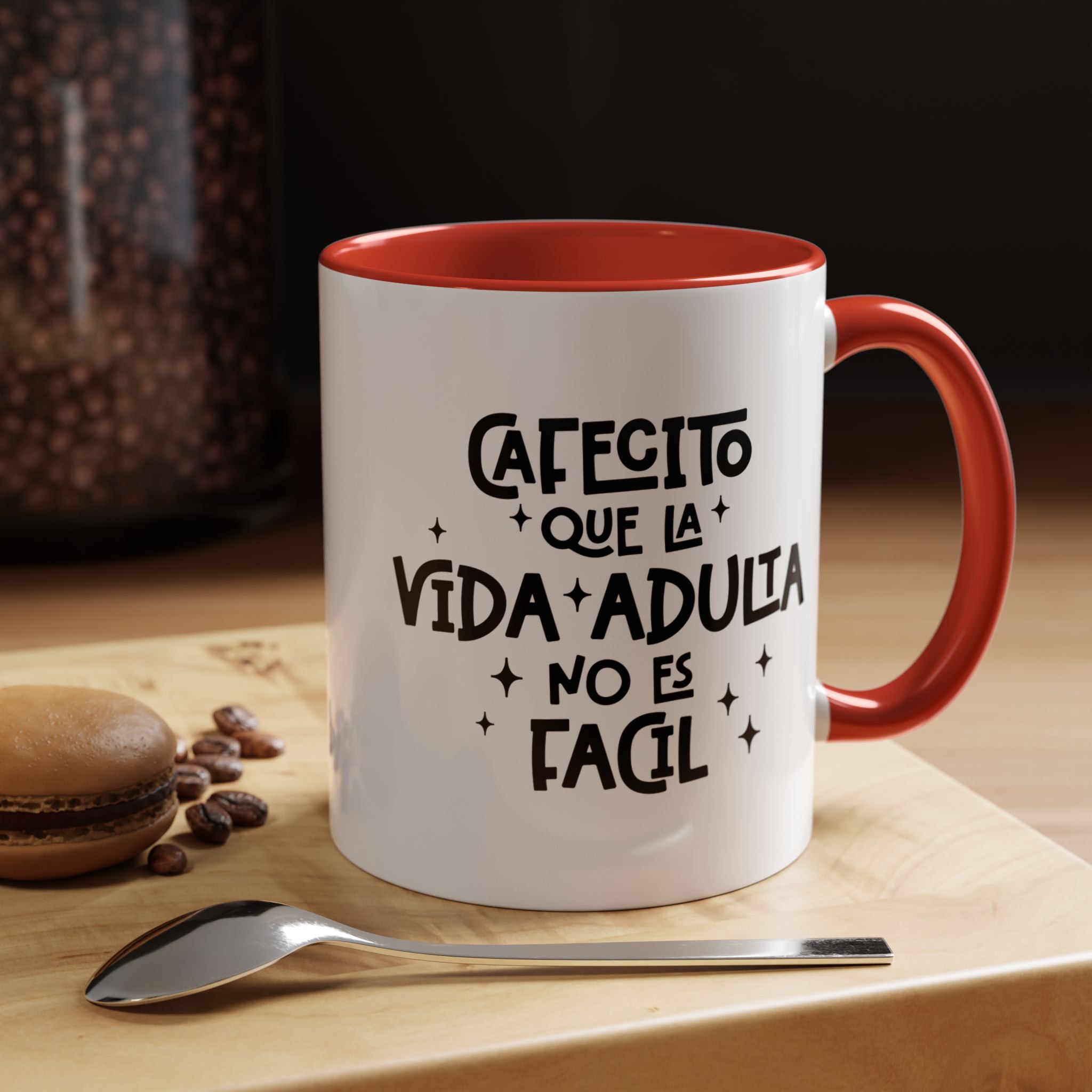 Cafecito Que La Vida Adulta No Es Fácil | Funny Coffee Mug, Sarcastic Tea Cup, Unique Gift Idea