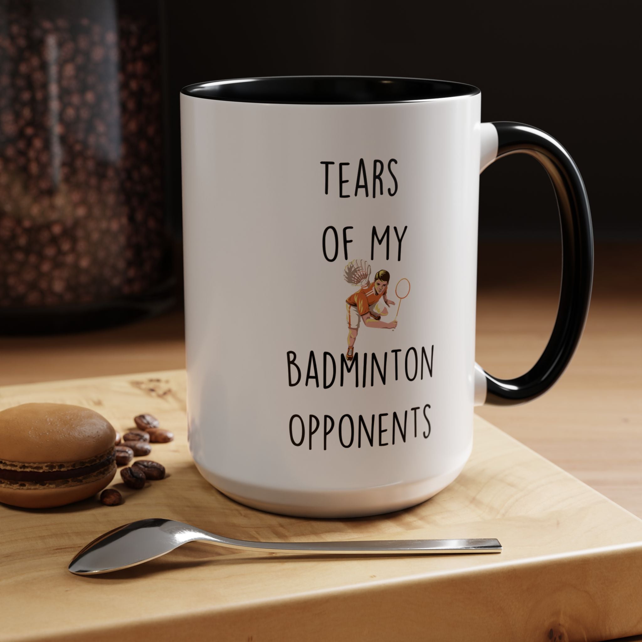 Funny Coffee Mug, Personalized Mug, Tears Of My Badminton Opponents, Accent Cup (11, 15oz), Sarcastic Mug,  Tea Coffee Cup, gift under 20