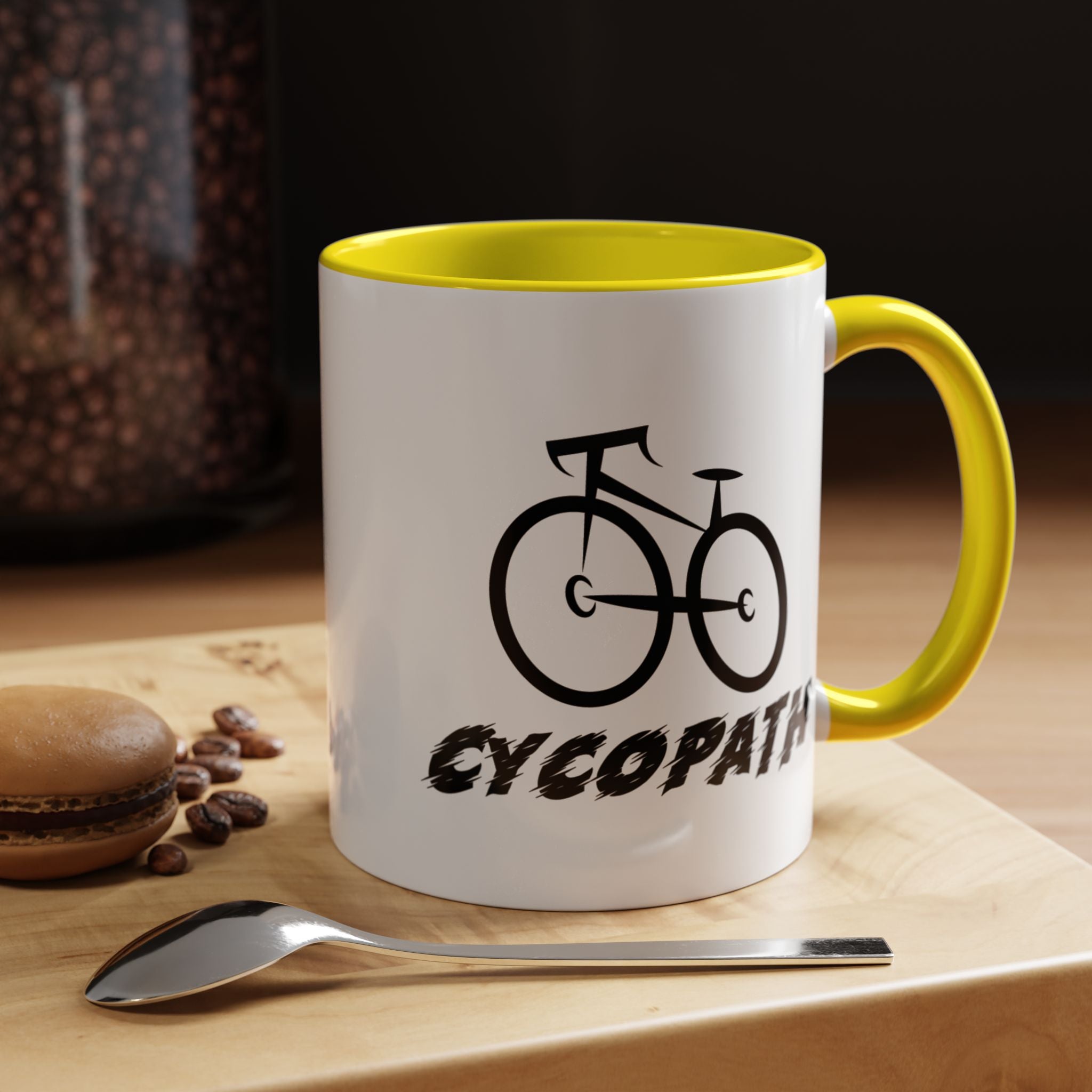 Funny Coffee Mug, Personalized Mug, Cycopath, Biking Lover Accent Cup (11, 15oz), Gift Under 20, White Elephant gift