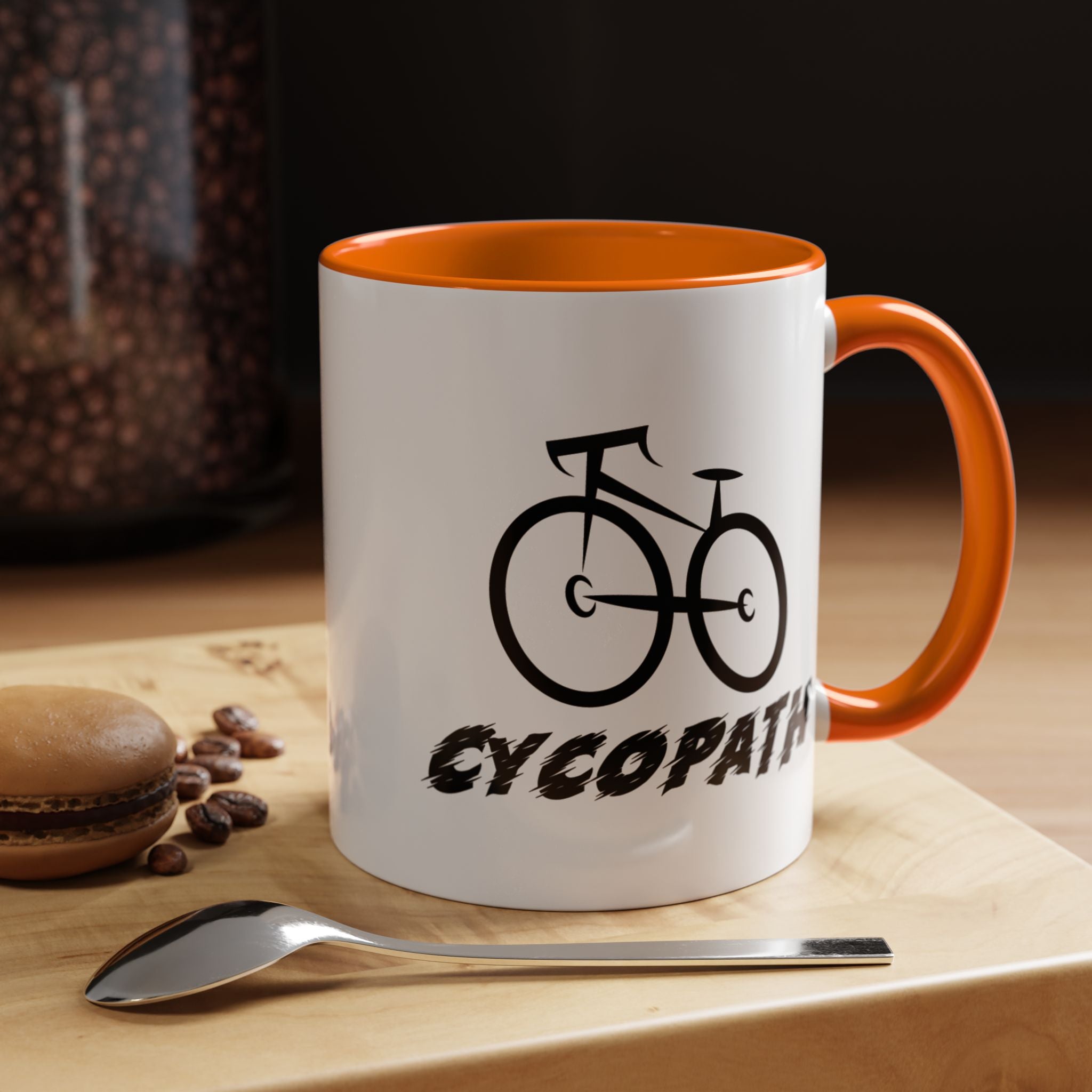 Funny Coffee Mug, Personalized Mug, Cycopath, Biking Lover Accent Cup (11, 15oz), Gift Under 20, White Elephant gift