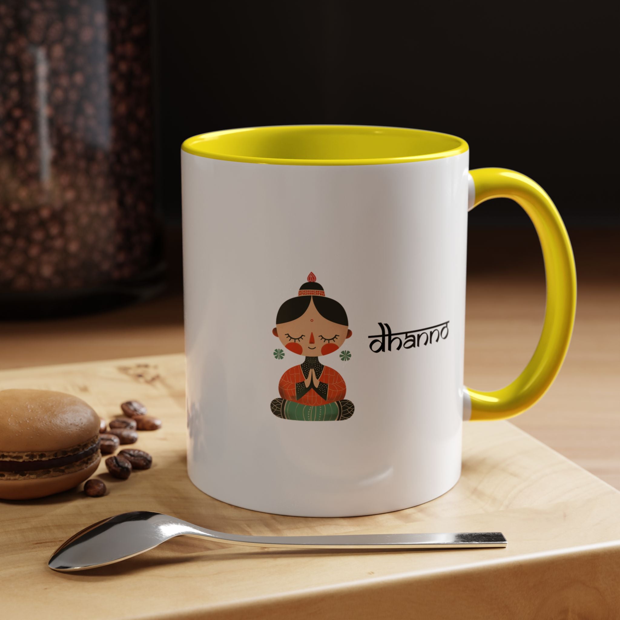 Funny Coffee Mug, Personalized Mug, Desi Roots Cup Dhanno Indian Paki Accent Chai Cup (11/15oz), Gift Under 20, white elephant, brown humor