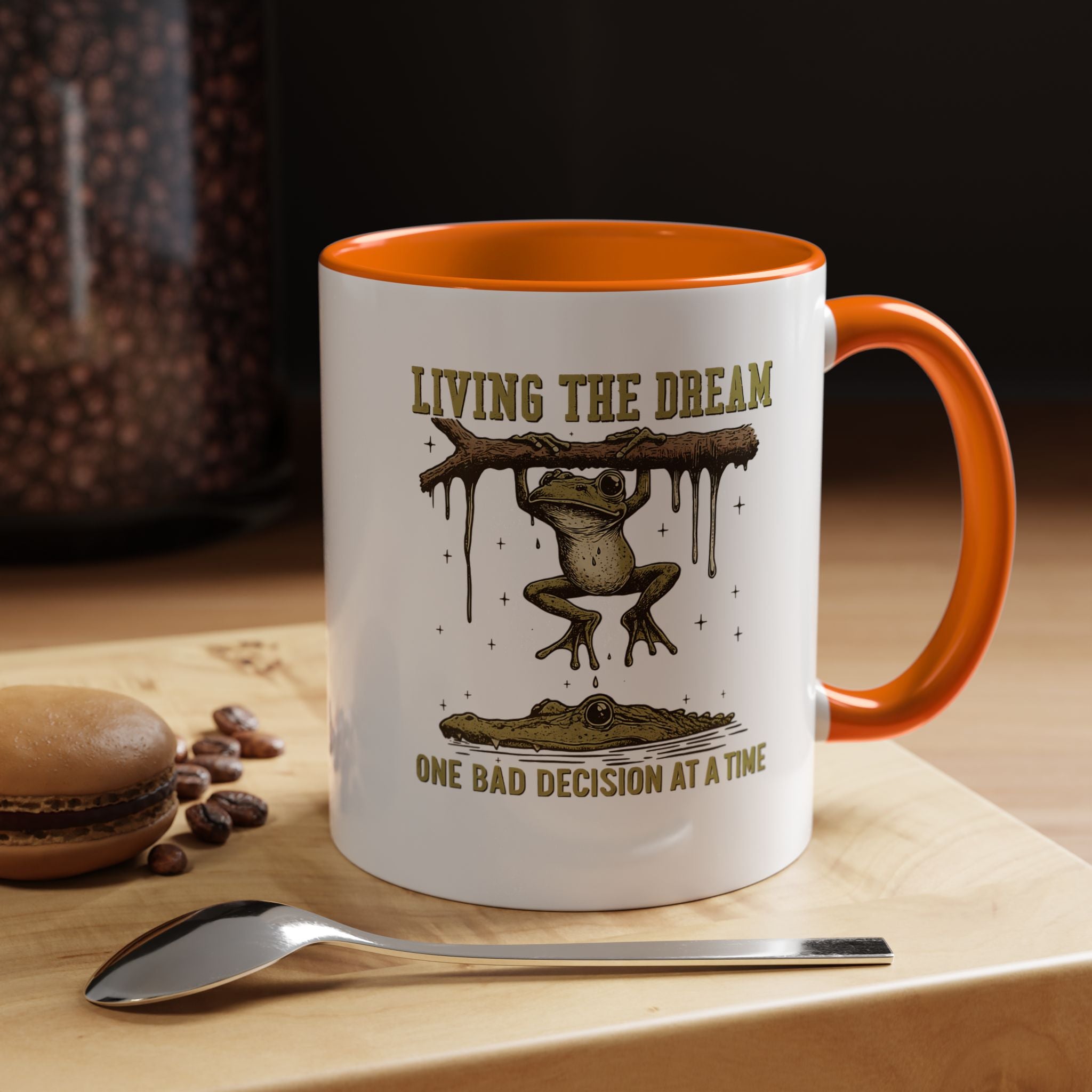Living The Dream One Bad Decision | Funny Coffee Mug, Sarcastic Tea Cup, Unique Gift Idea