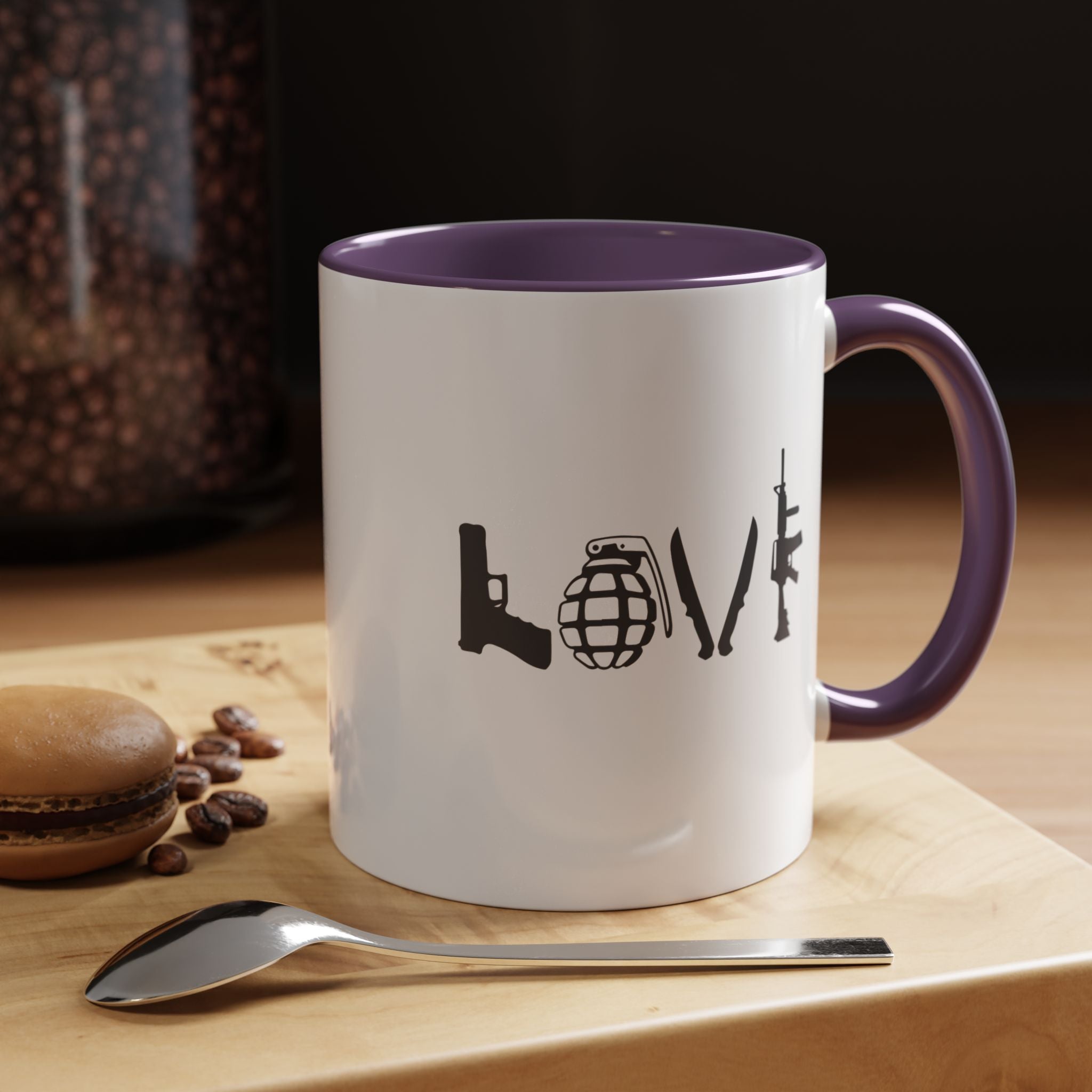 Love Guns | Funny Coffee Mug, Sarcastic Tea Cup, Unique Gift Idea