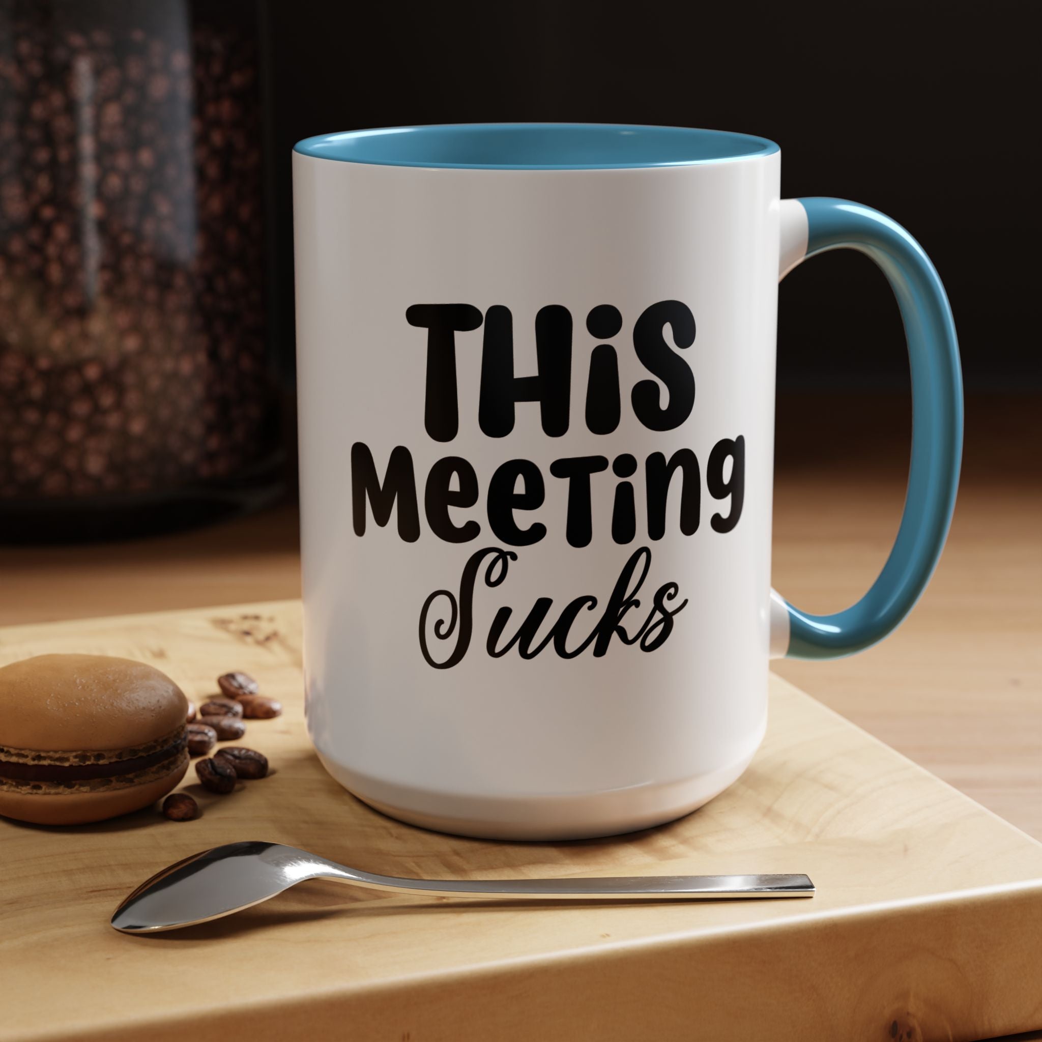 Funny Coffee Mug, Personalized Mug, This Meeting Sucks  Accent Cup (11, 15oz), Gift Under 20, White Elephant