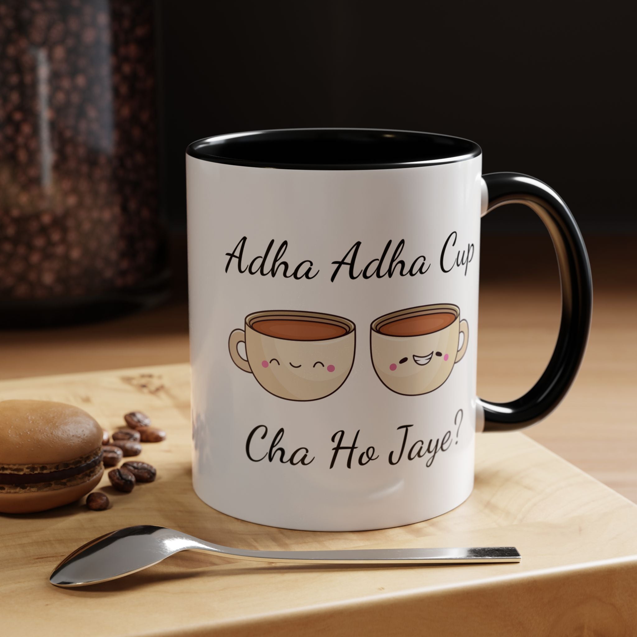 Funny Coffee Mug, Personalized Mug, Adha-Adha Cup Cha Ho Jaye Accent Cup 11/15oz, Indian Pakistani Punjabi Tea Chai Lover Cup