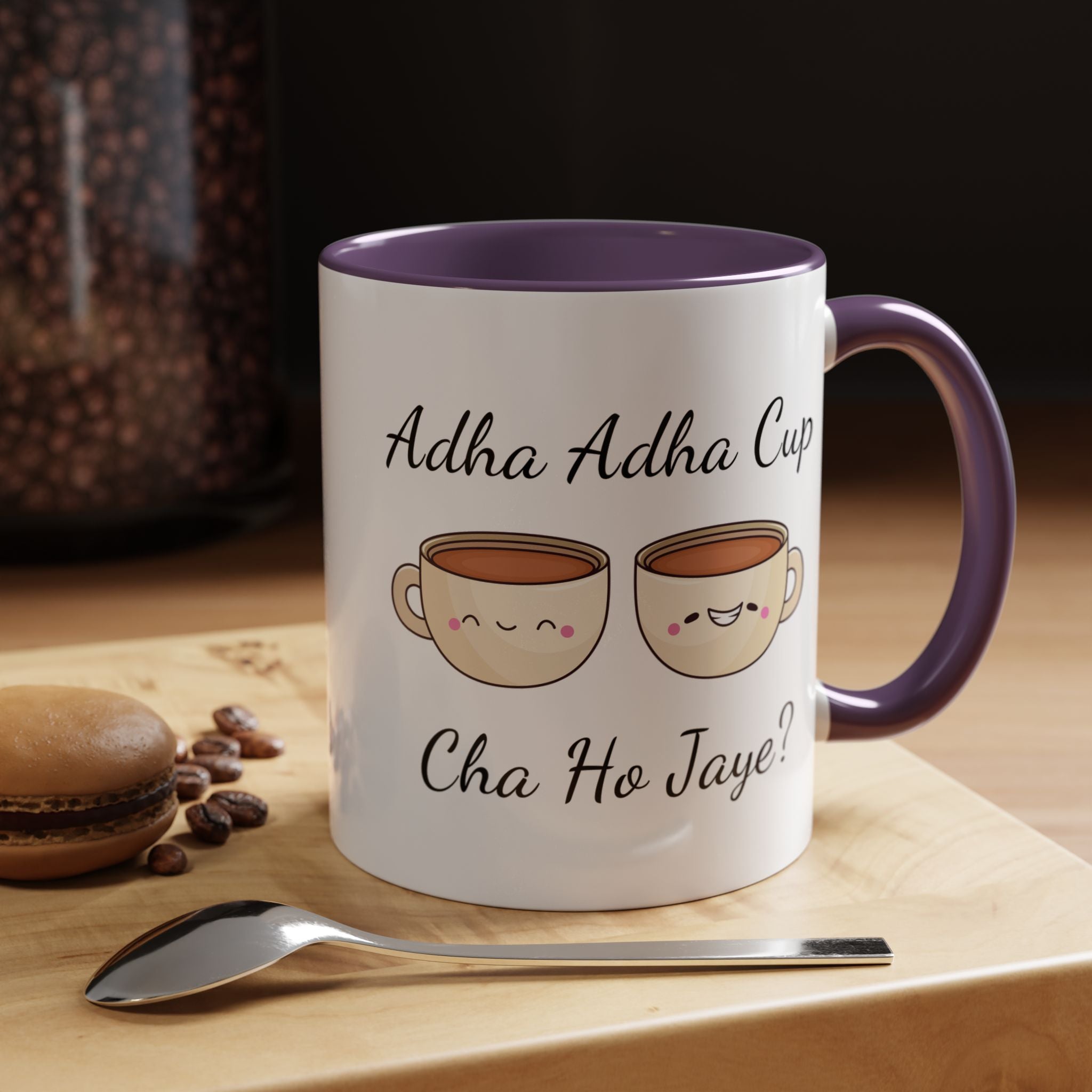 Funny Coffee Mug, Personalized Mug, Adha-Adha Cup Cha Ho Jaye Accent Cup 11/15oz, Indian Pakistani Punjabi Tea Chai Lover Cup