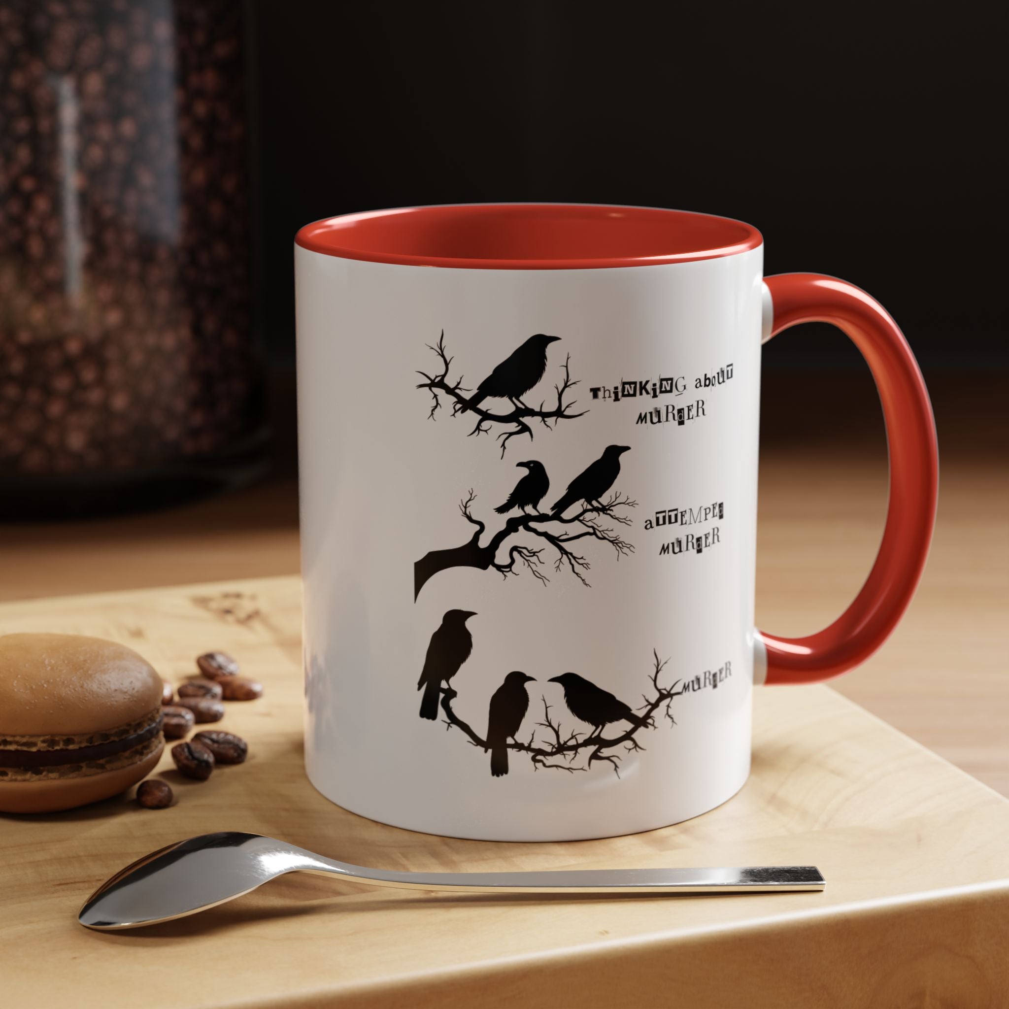 Funny Coffee Mug, Personalized Mug, Crow Murder Meme Funny Accent Cup (11, 15oz), Gift Under 20