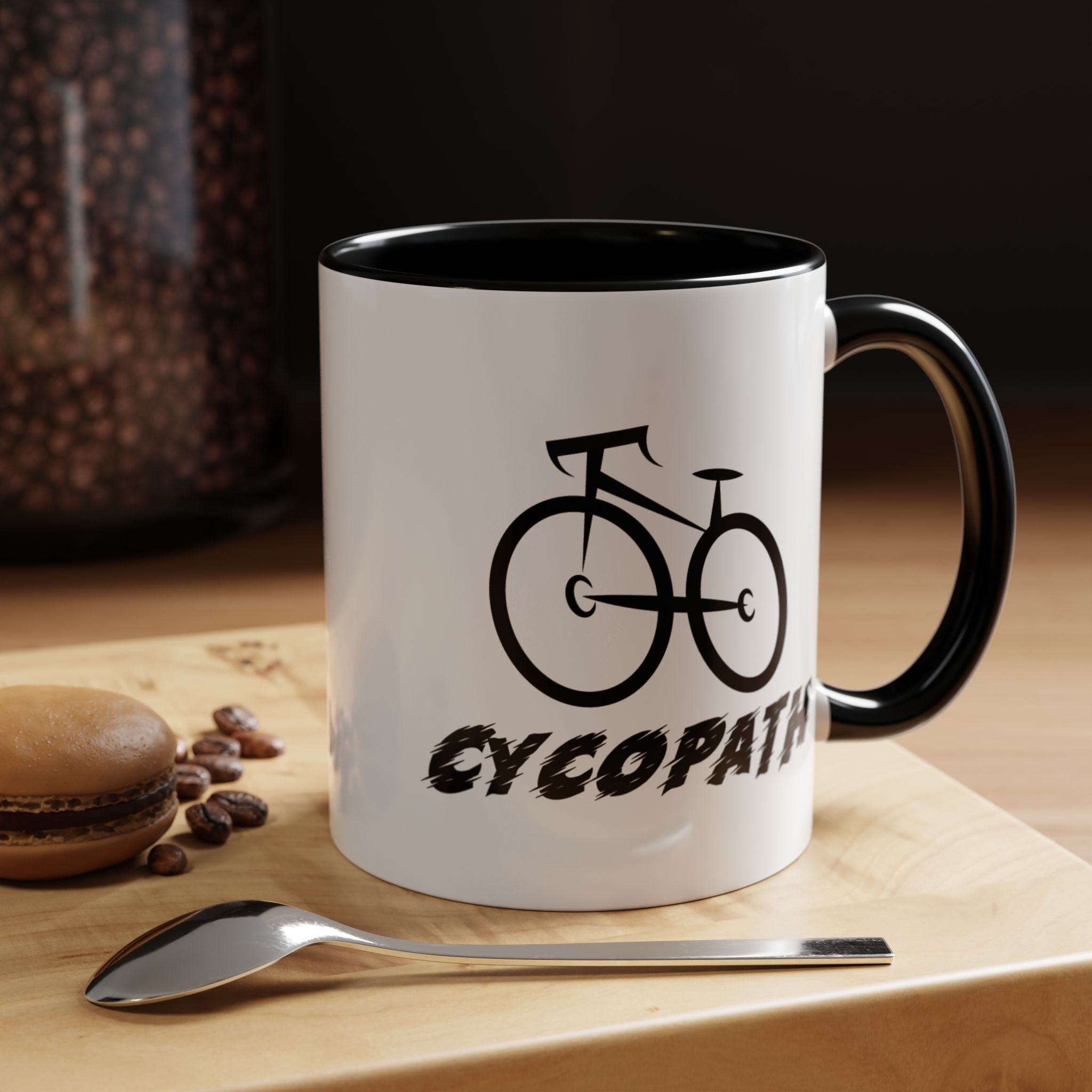 Funny Coffee Mug, Personalized Mug, Cycopath, Biking Lover Accent Cup (11, 15oz), Gift Under 20, White Elephant gift