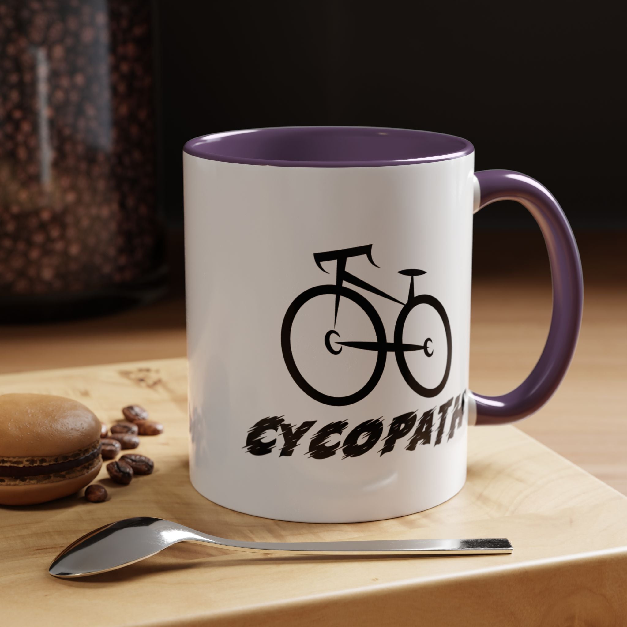 Funny Coffee Mug, Personalized Mug, Cycopath, Biking Lover Accent Cup (11, 15oz), Gift Under 20, White Elephant gift