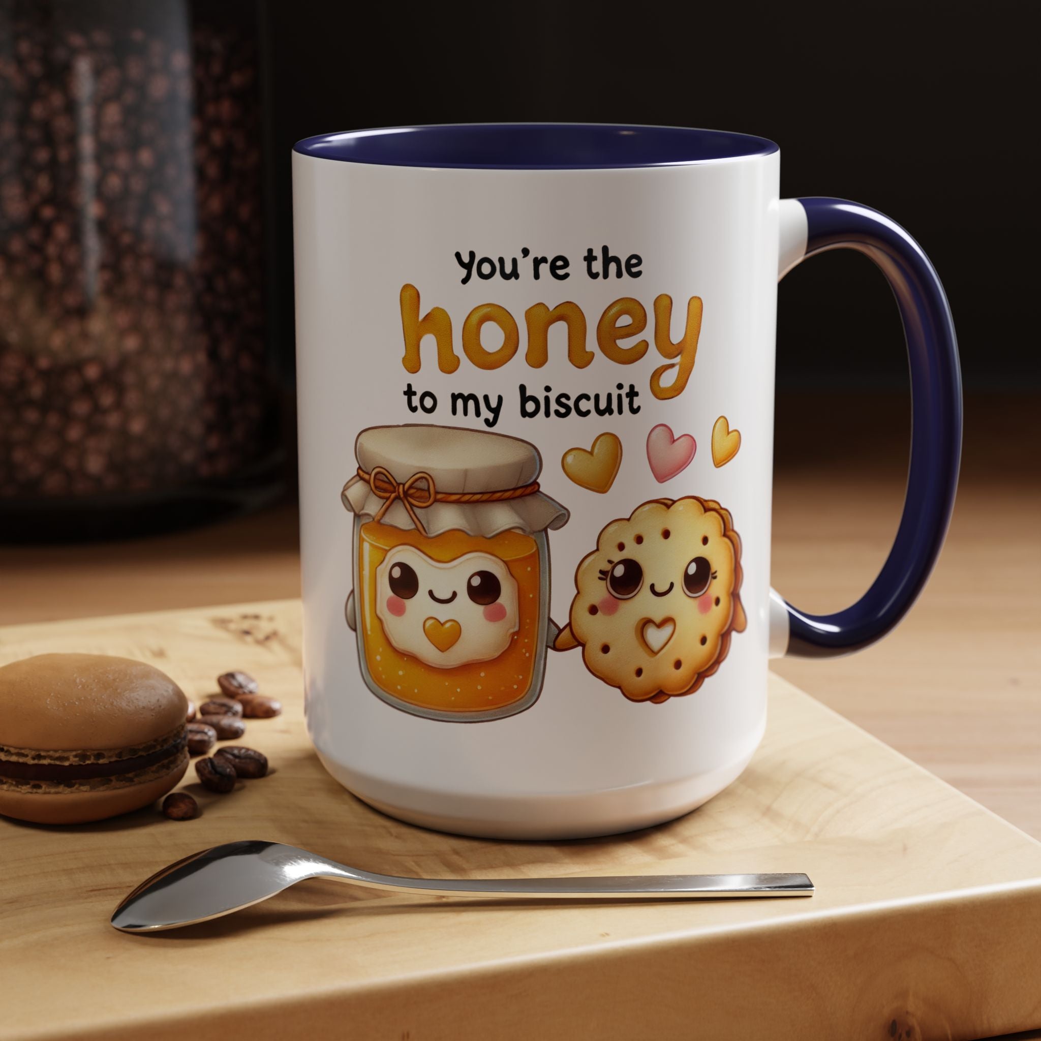 Funny Coffee Mug, Personalized Mug, You Are The Honey To My Biscuit  Accent Cup 11/15oz Anniversary Wedding Valentines Romantic Gift Him her
