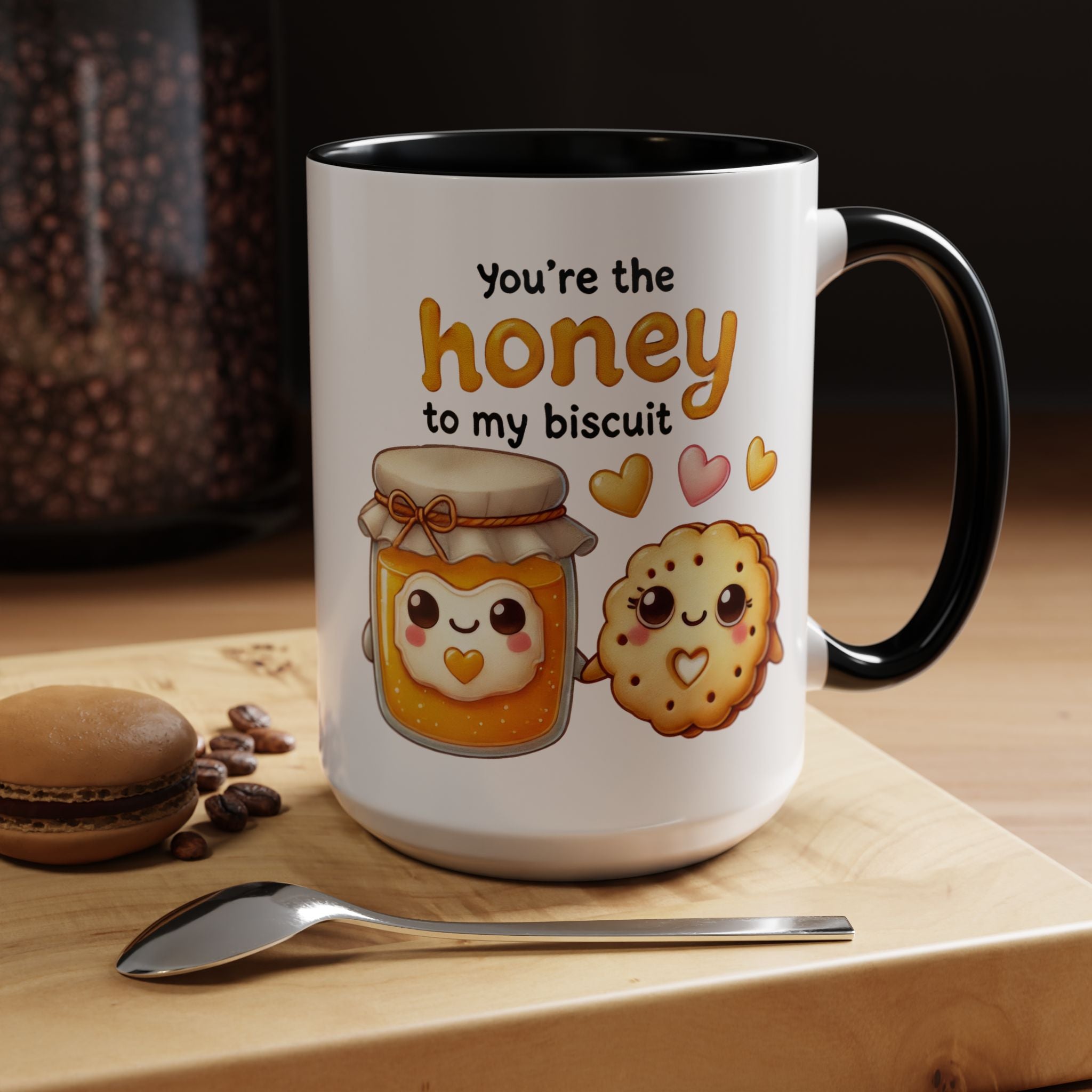 Funny Coffee Mug, Personalized Mug, You Are The Honey To My Biscuit  Accent Cup 11/15oz Anniversary Wedding Valentines Romantic Gift Him her