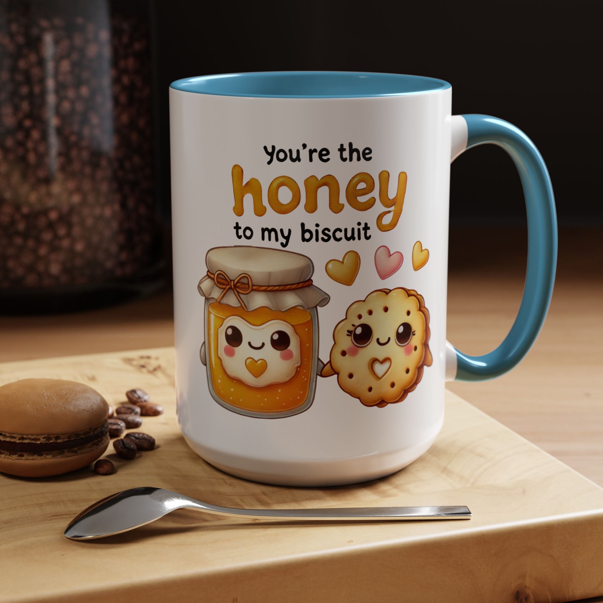 Funny Coffee Mug, Personalized Mug, You Are The Honey To My Biscuit  Accent Cup 11/15oz Anniversary Wedding Valentines Romantic Gift Him her