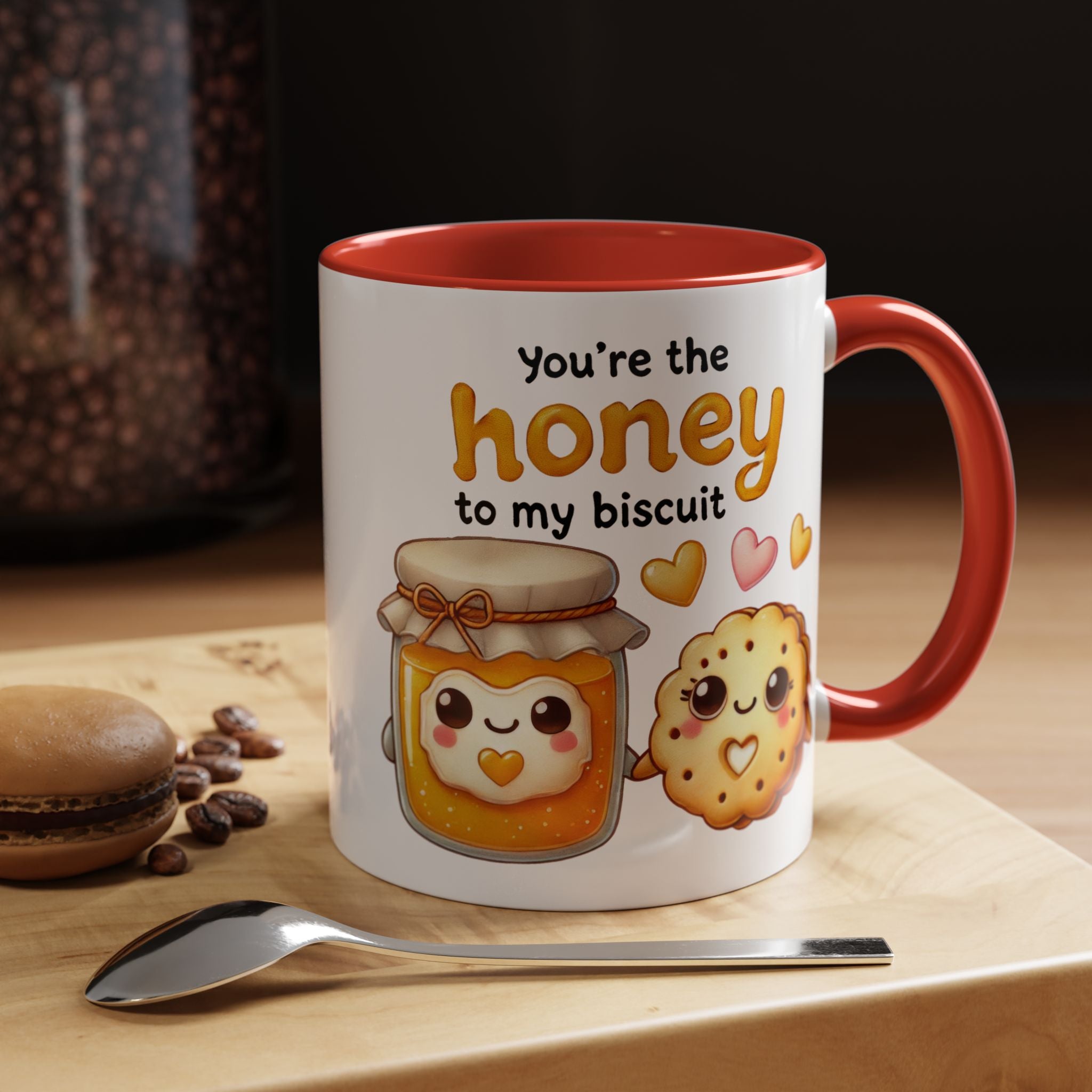 Funny Coffee Mug, Personalized Mug, You Are The Honey To My Biscuit  Accent Cup 11/15oz Anniversary Wedding Valentines Romantic Gift Him her