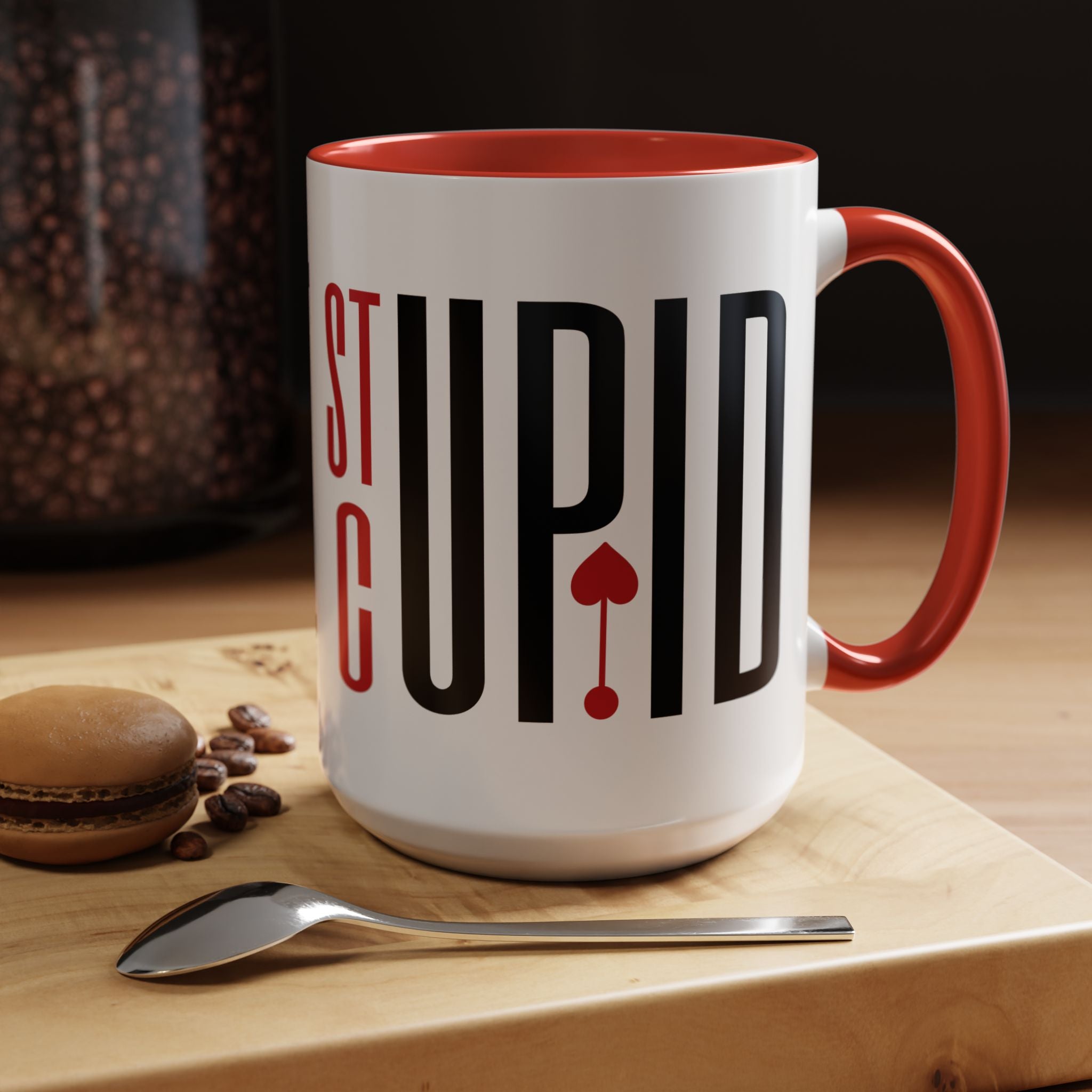 Funny Coffee Mug, Personalized Mug, Stupid Cupid Accent Cup 11/15oz, Self Love, Anti-Valentine Cup