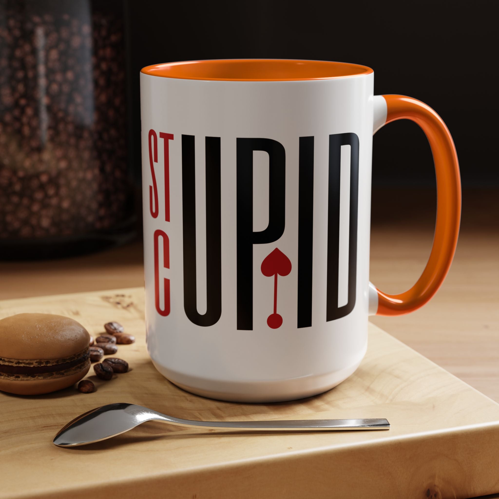 Funny Coffee Mug, Personalized Mug, Stupid Cupid Accent Cup 11/15oz, Self Love, Anti-Valentine Cup