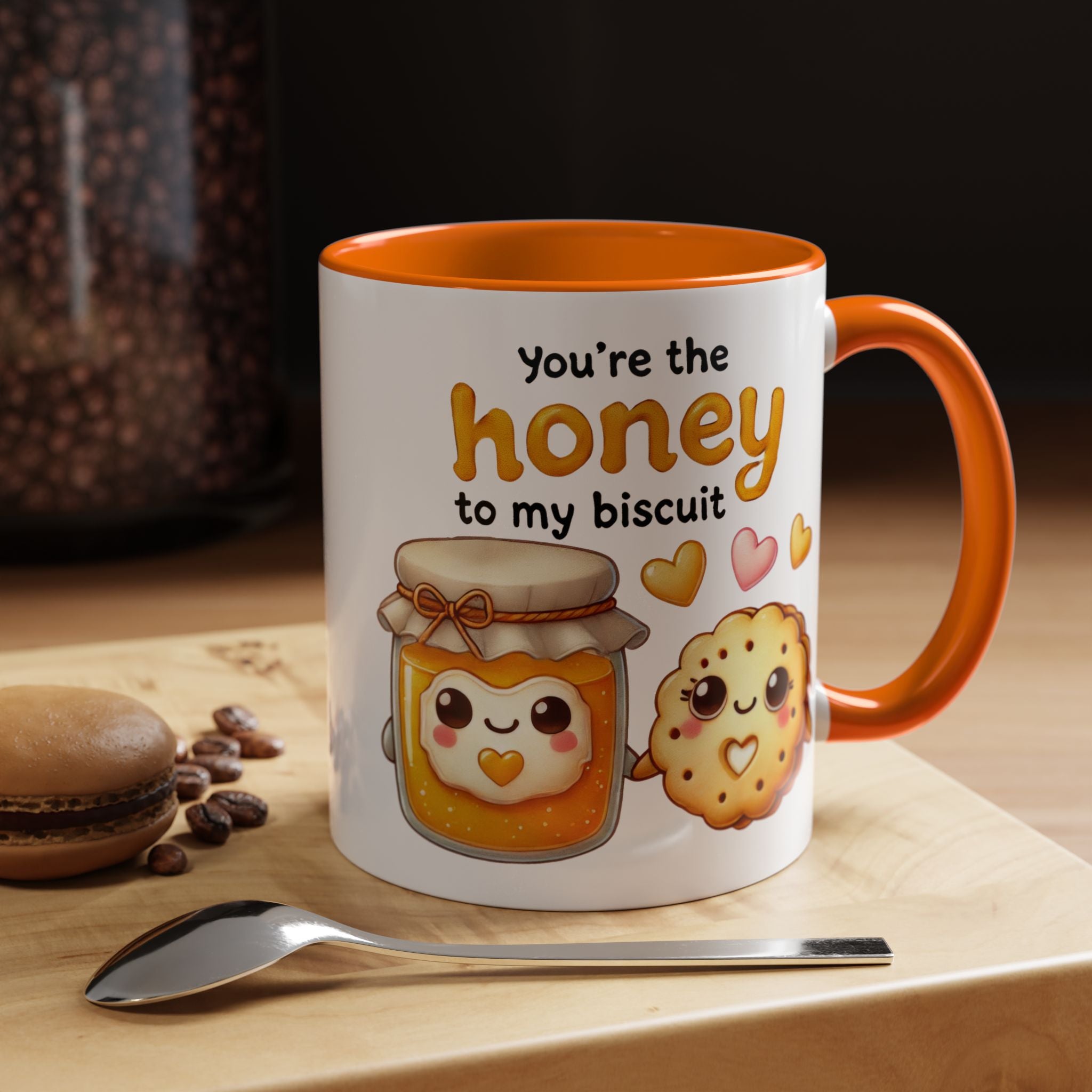 Funny Coffee Mug, Personalized Mug, You Are The Honey To My Biscuit  Accent Cup 11/15oz Anniversary Wedding Valentines Romantic Gift Him her