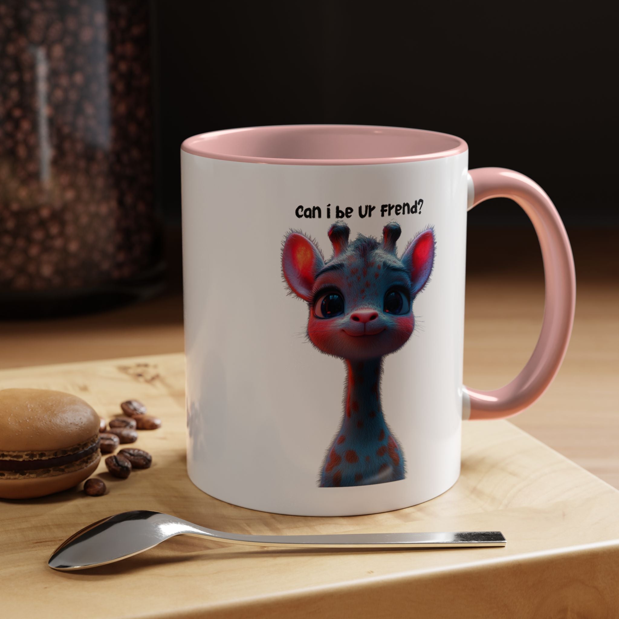 Funny Coffee Mug, Personalized Mug, Can I Be Your Friend, Cute Giraffe  Accent Coffee Cup (11, 15oz), Gift Under 20, White Elephant gift