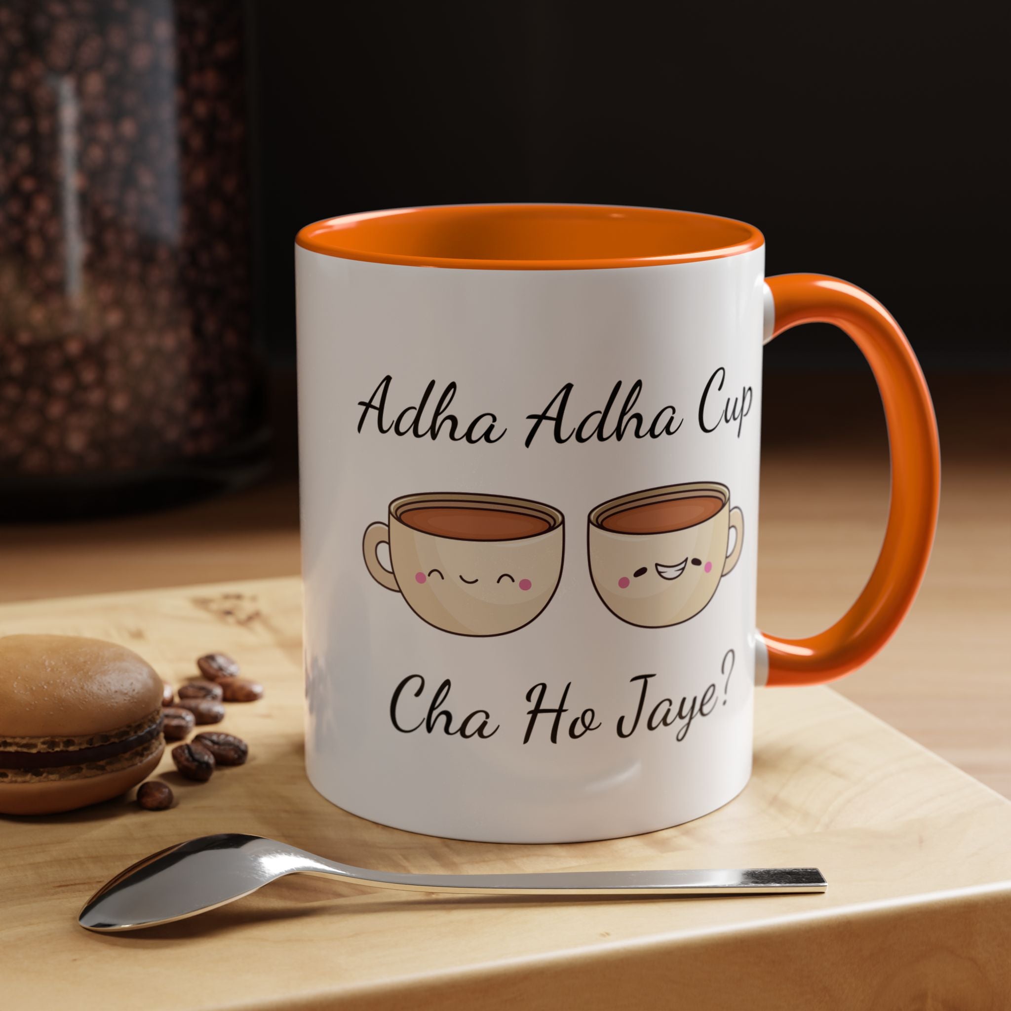 Funny Coffee Mug, Personalized Mug, Adha-Adha Cup Cha Ho Jaye Accent Cup 11/15oz, Indian Pakistani Punjabi Tea Chai Lover Cup