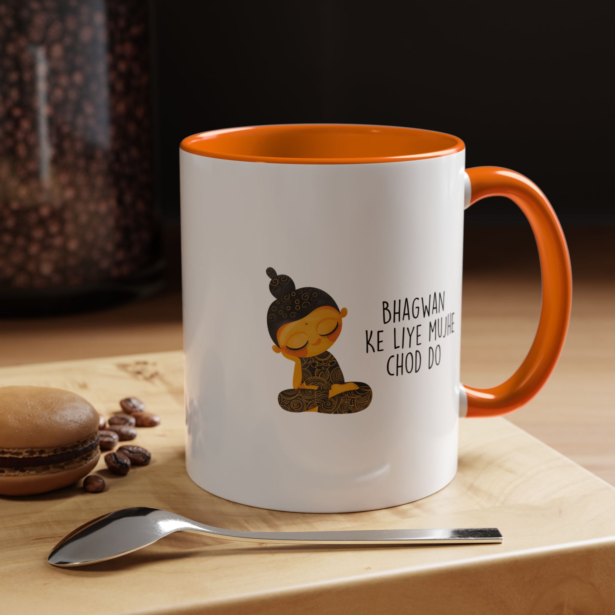 Funny Coffee Mug, Personalized Mug, Desi Roots Mug 'Bhagwan Ke Liye Mujhe Chod Do' Accent Chai Cup (11/15oz), Gift Under 20, White Elephant