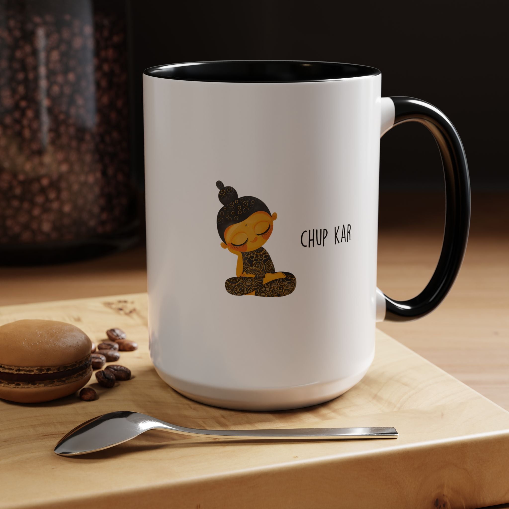 Funny Coffee Mug, Personalized Mug, Desi Roots Mug 'Chup Kar' Indian Pakistani Accent Chai Cup (11/15oz), Gift Under 20, White Elephant