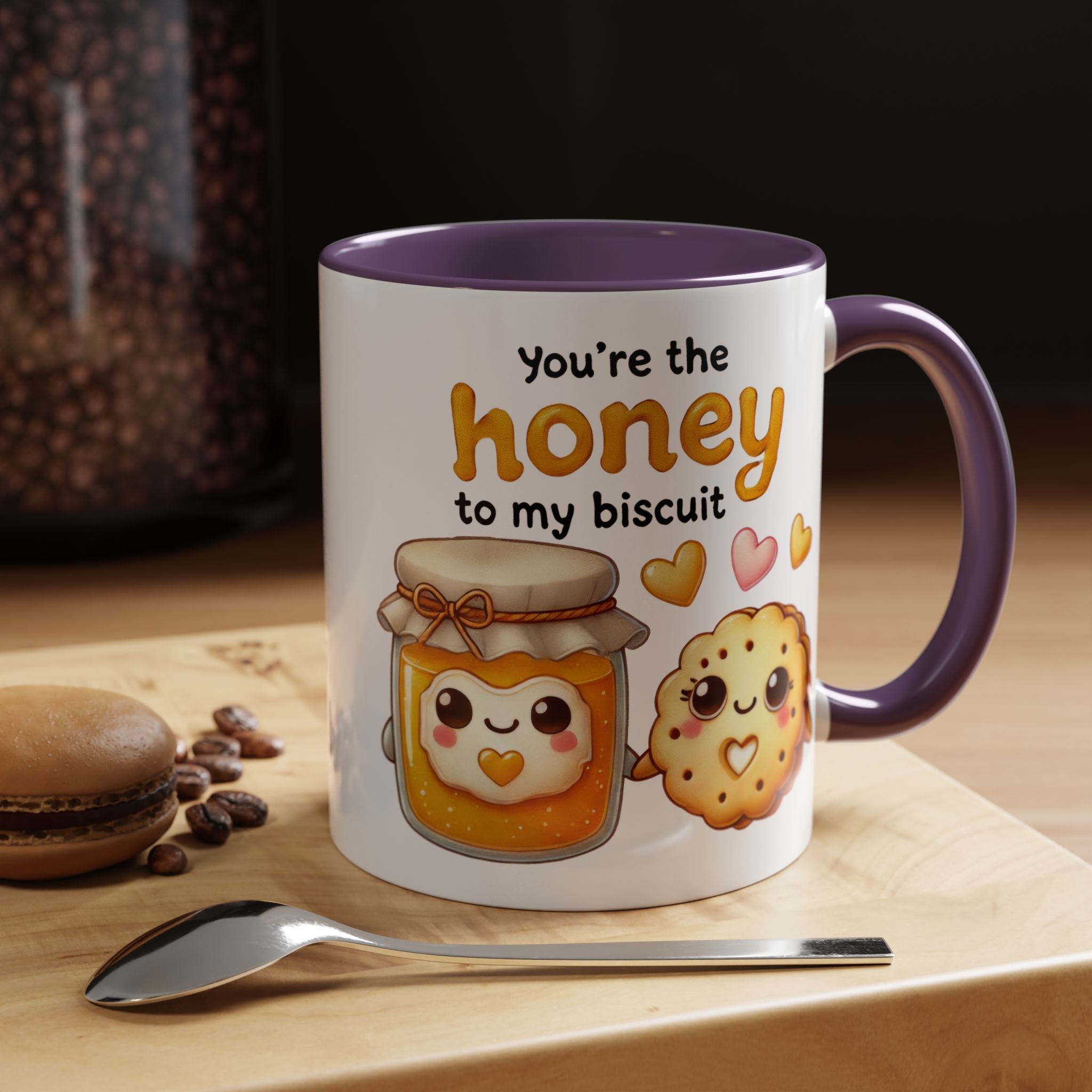 Funny Coffee Mug, Personalized Mug, You Are The Honey To My Biscuit  Accent Cup 11/15oz Anniversary Wedding Valentines Romantic Gift Him her