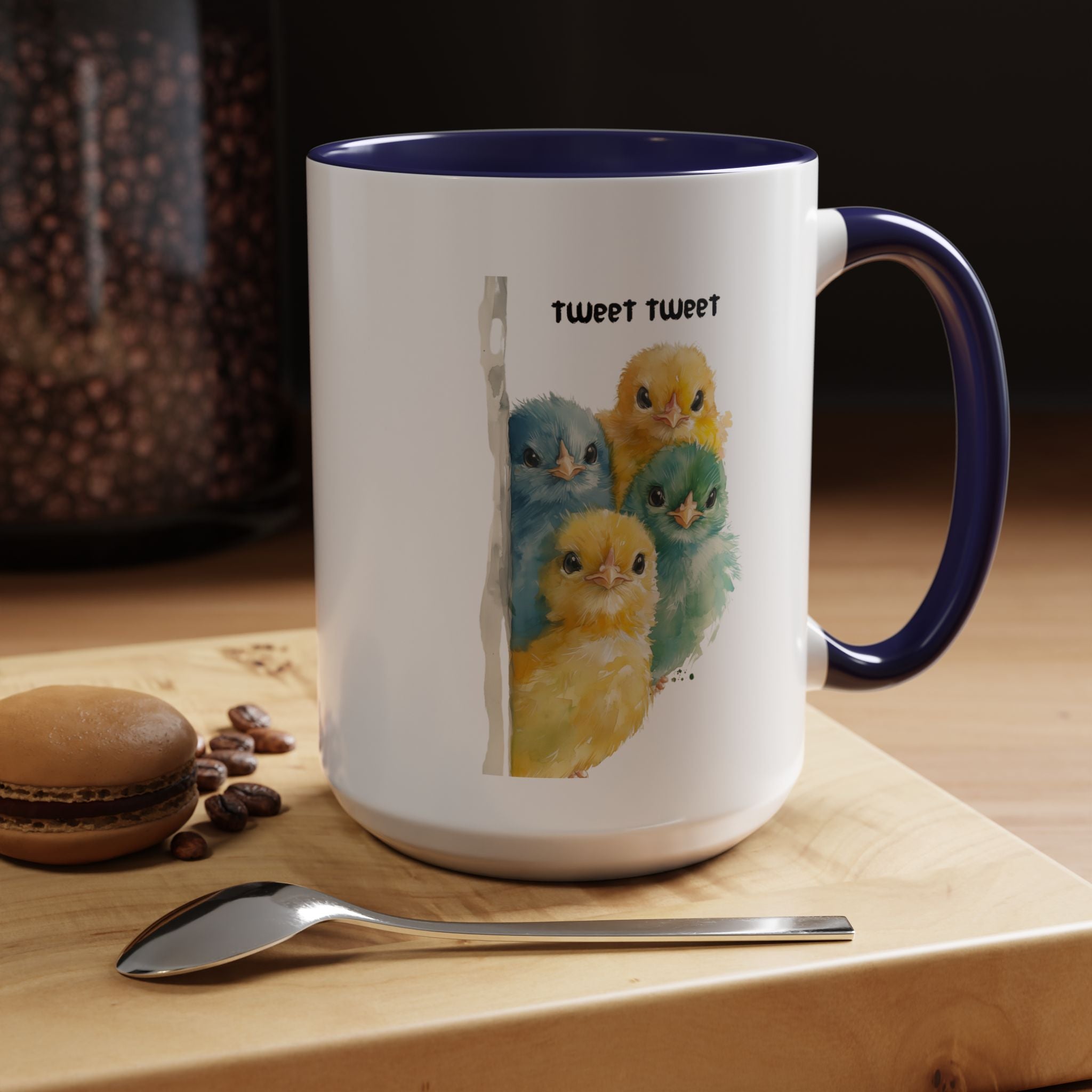 Funny Coffee Mug, Personalized Mug, Tweet Tweet Birds Accent Cup (11, 15oz), Gift Under 20, White Elephant