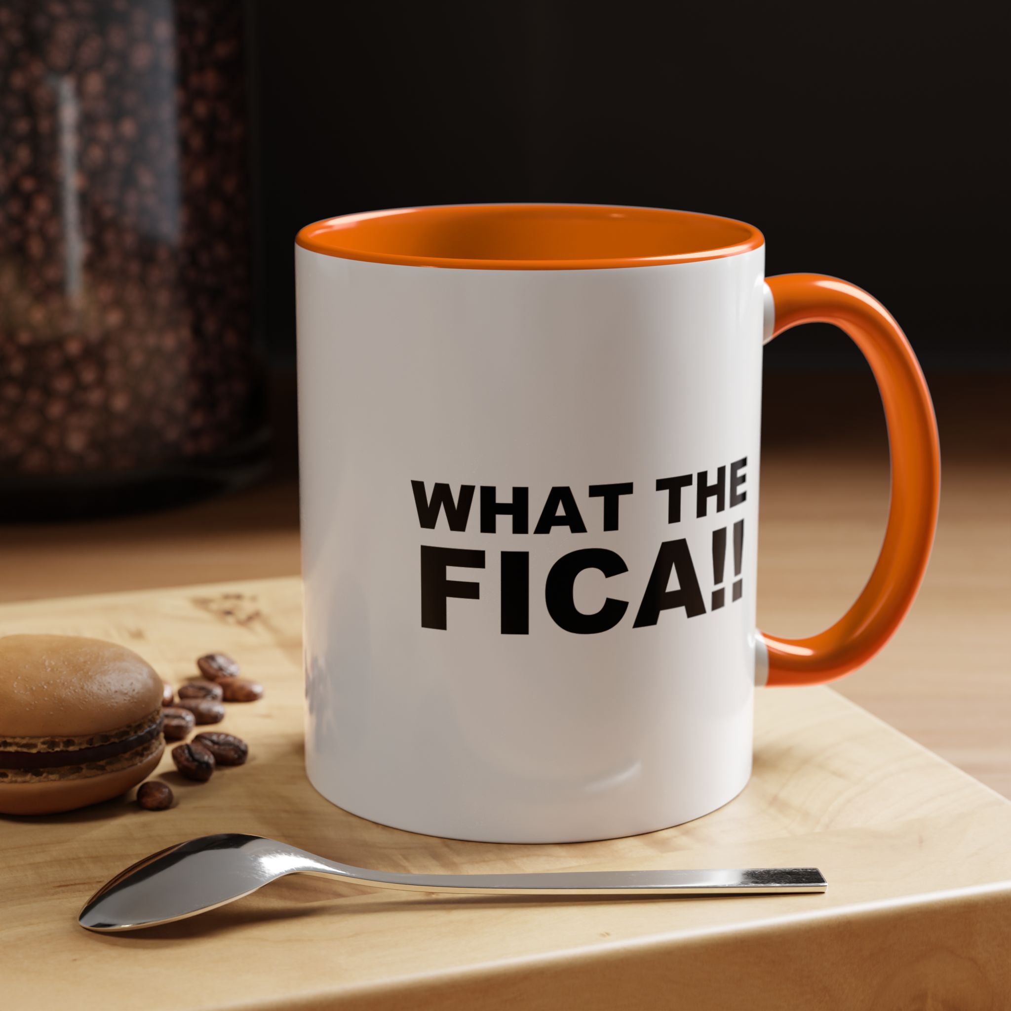Funny Coffee Mug, Personalized Mug, What The FICA, CPA, Tax Preparer, Entrepreneur Accent Cup (11/15oz), Gift Under 20, White Elephant