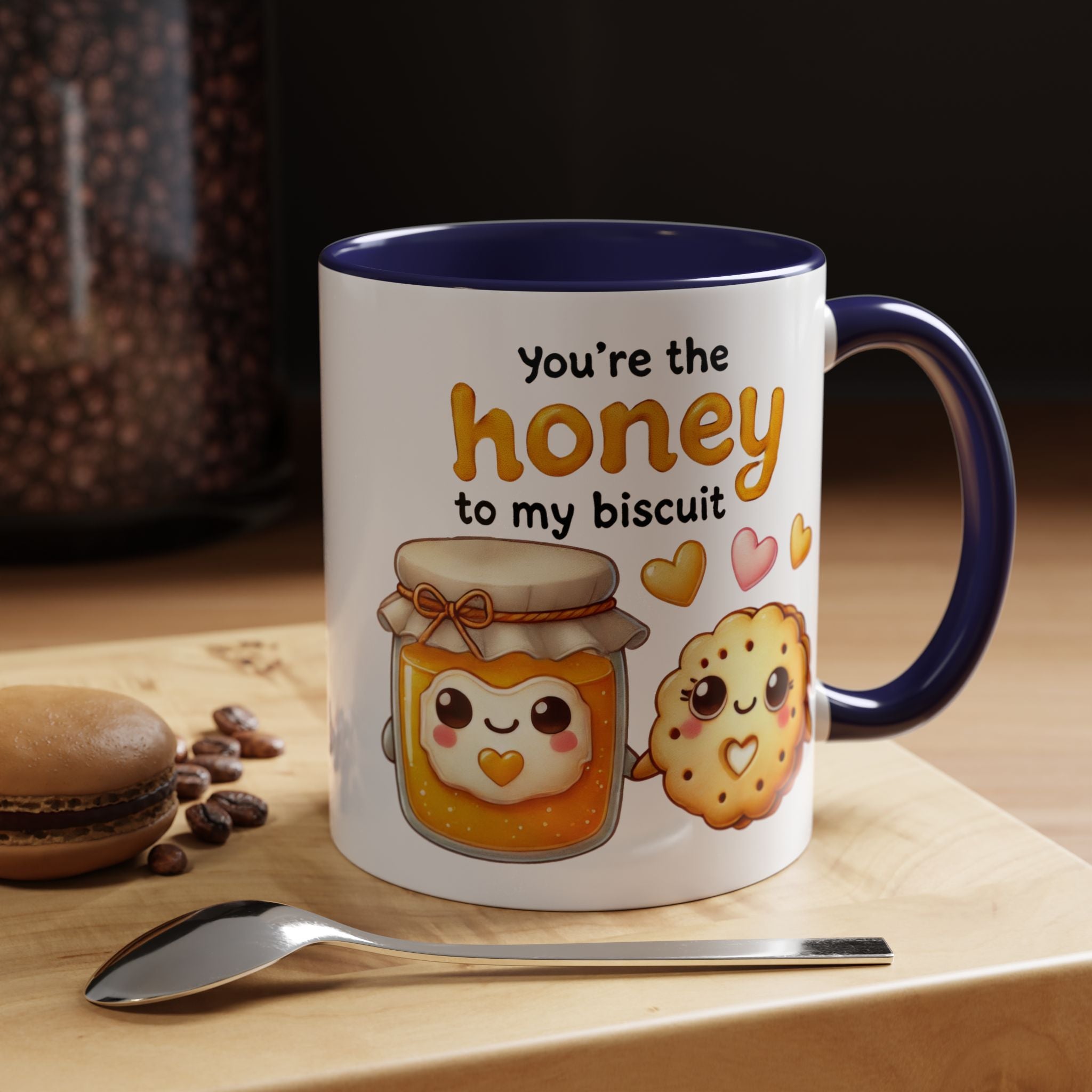 Funny Coffee Mug, Personalized Mug, You Are The Honey To My Biscuit  Accent Cup 11/15oz Anniversary Wedding Valentines Romantic Gift Him her