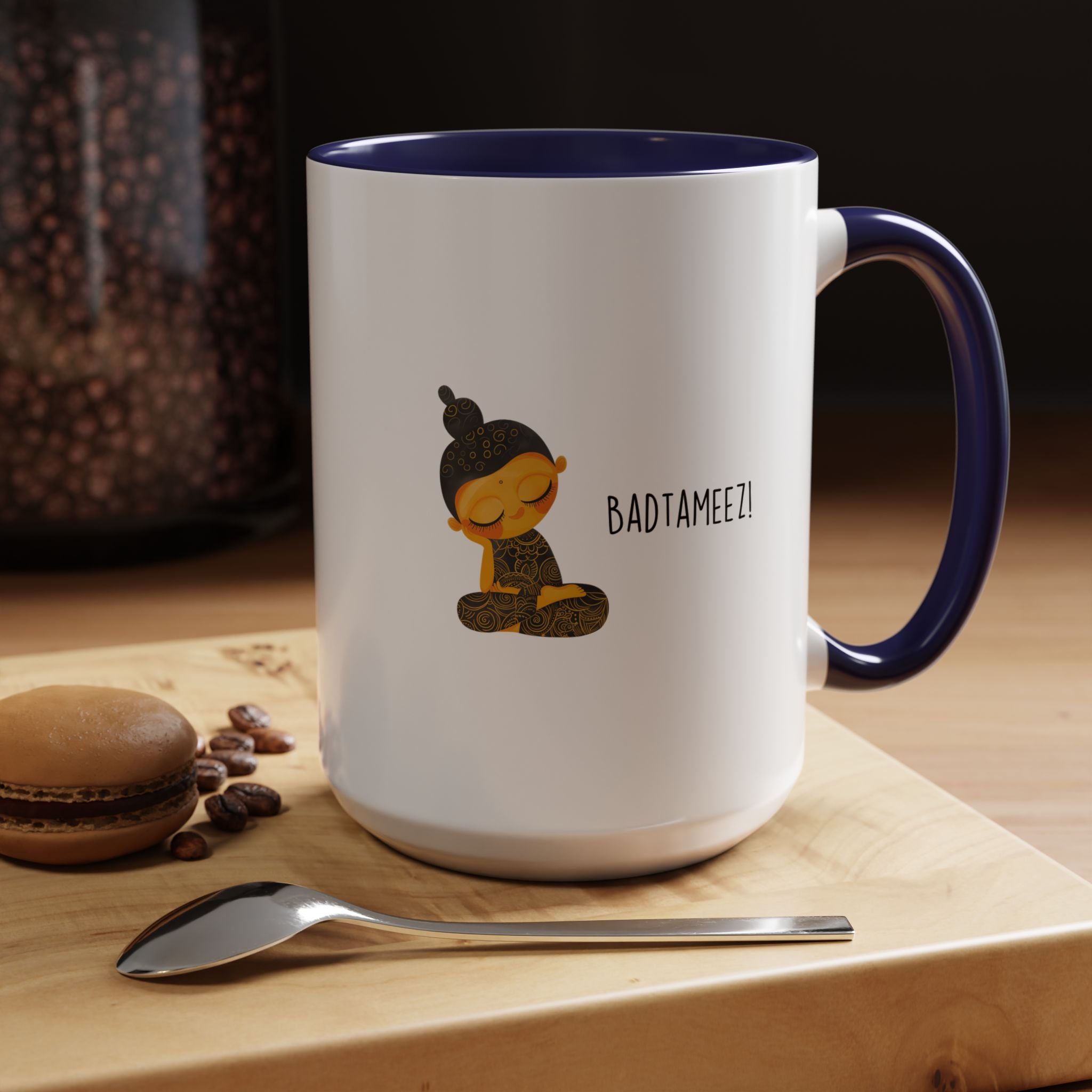 Funny Coffee Mug, Personalized Mug, Desi Roots Mug 'Badtameez' Accent Chai Cup (11/15oz), Indian, Pakistani Gift Under 20, White Elephant