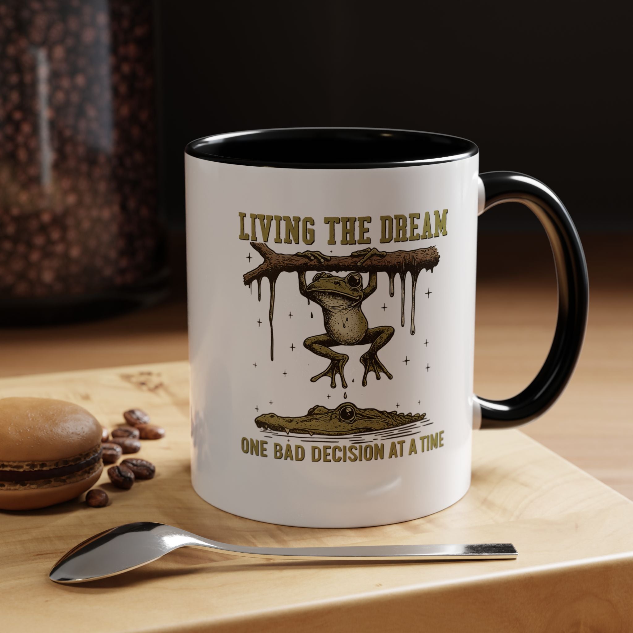 Living The Dream One Bad Decision | Funny Coffee Mug, Sarcastic Tea Cup, Unique Gift Idea