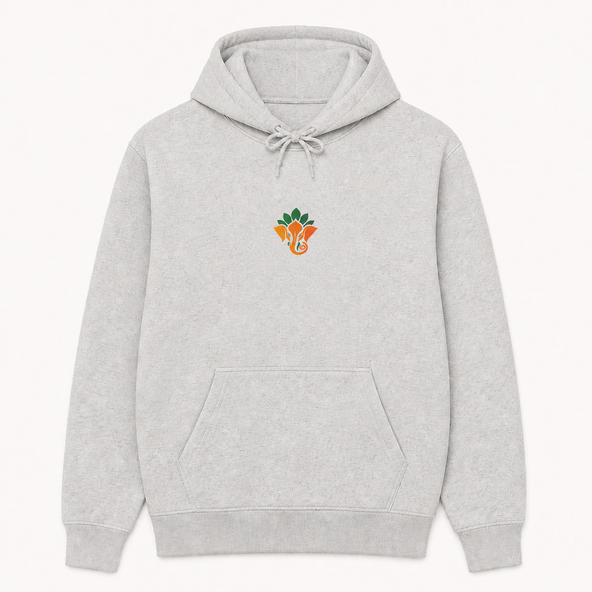 Ganesha lotus Indian elephant symbol graphic sport grey hoodie front product image